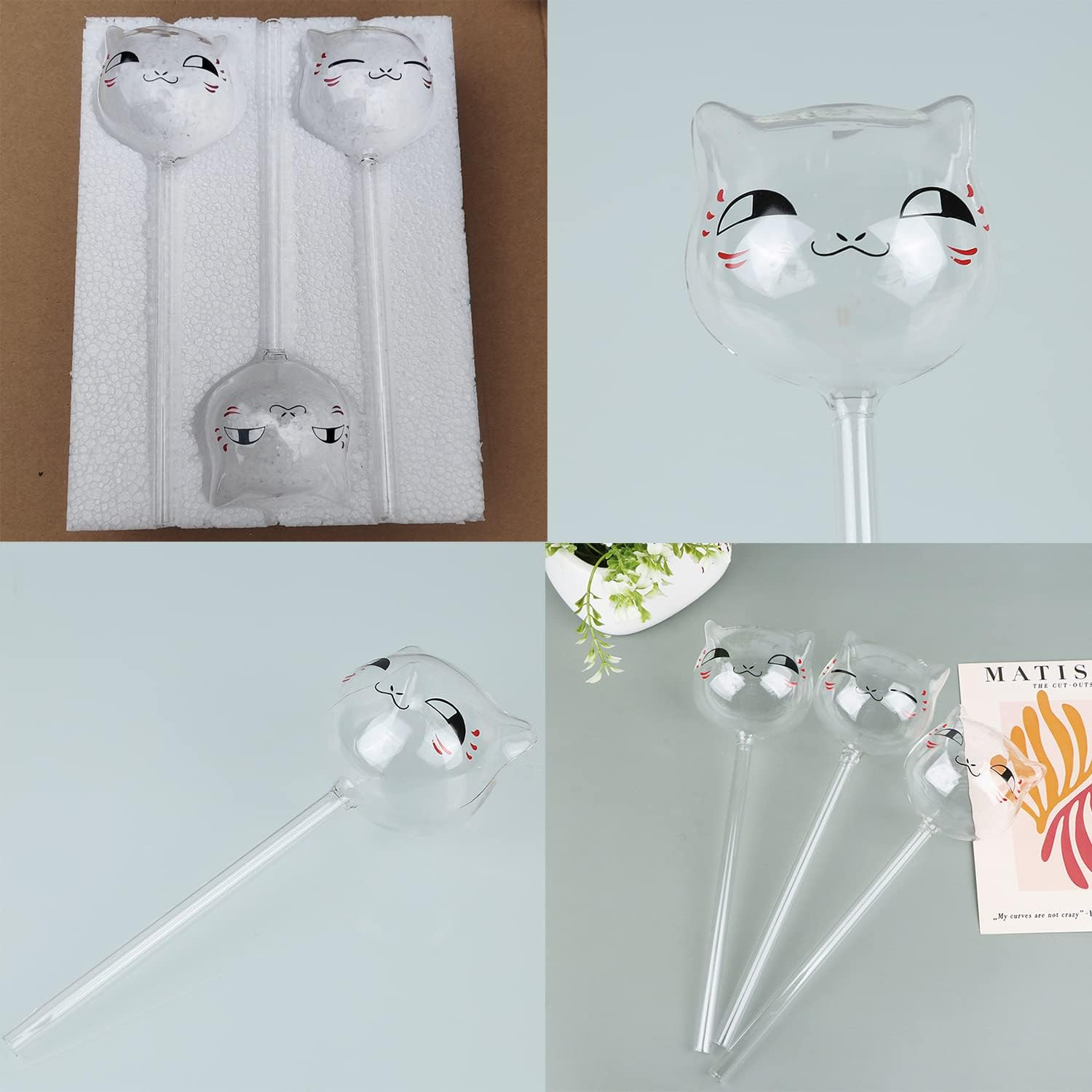 Paifeancodill 3 Pcs Plant Waterer, Self Watering Spikes, Self Watering Globes, Plant Watering Globes, Cat Shape Glass Automatic Watering Bulbs, Self-Watering Device for Indoor/Outdoor Plants (3 Cats) image number 6
