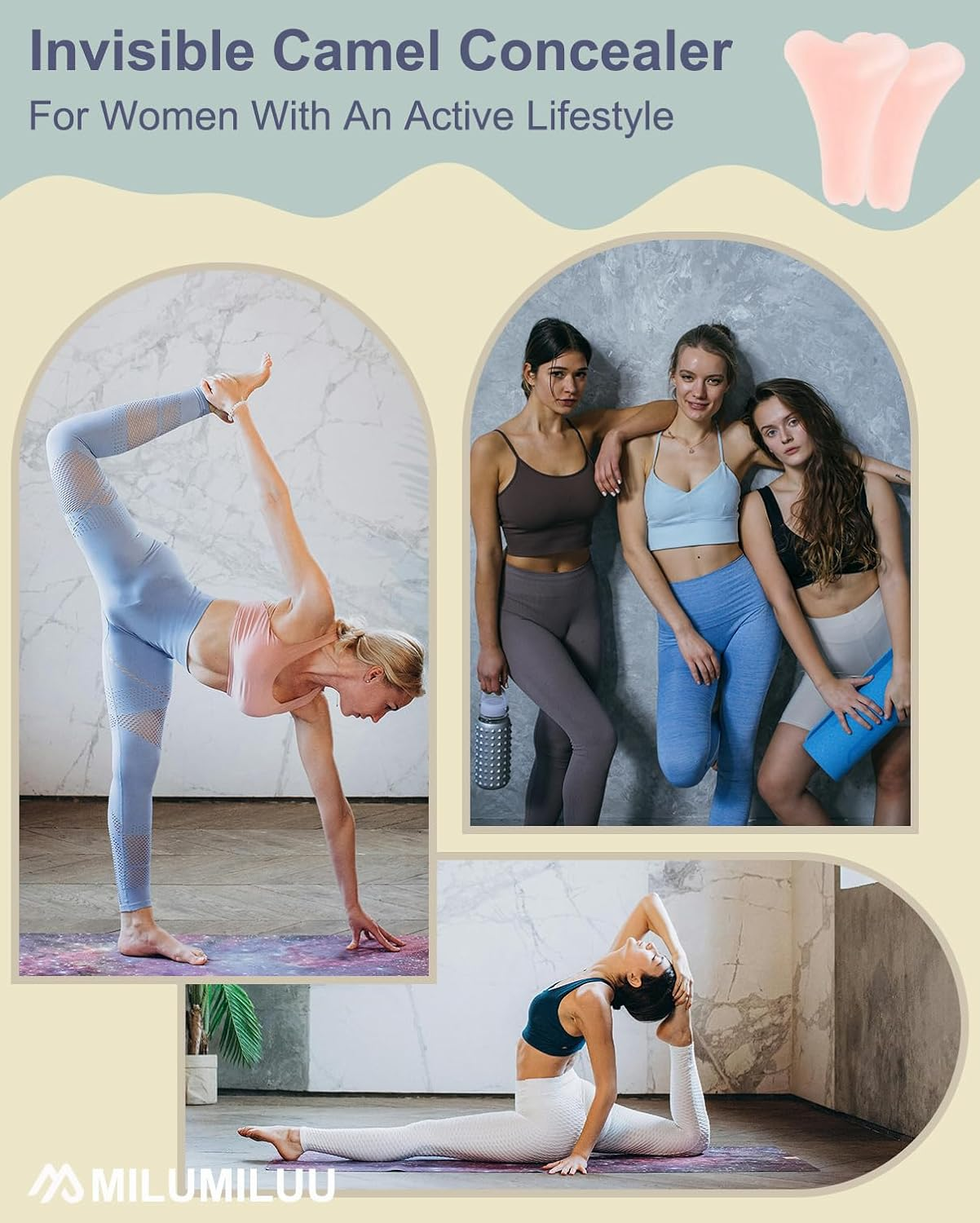 MILUMILUU Camel Concealer 4 Pack Y Shape Seamless Camel Hider, Silicone Camel Cover Guard Pad for Swimsuit Lingerie Tape - Beige image number 3