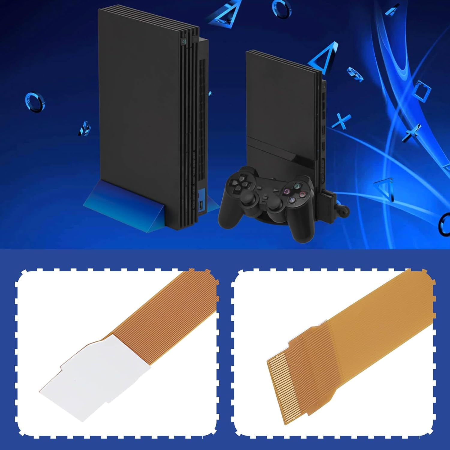 5Pcs Slim 30000/50000X Laser Flex Ribbon Cable Copper Compatible with Sony Playstation 2 and Compatible with Playstation 2 Slim Consoles with Double Sided Tape image number 3