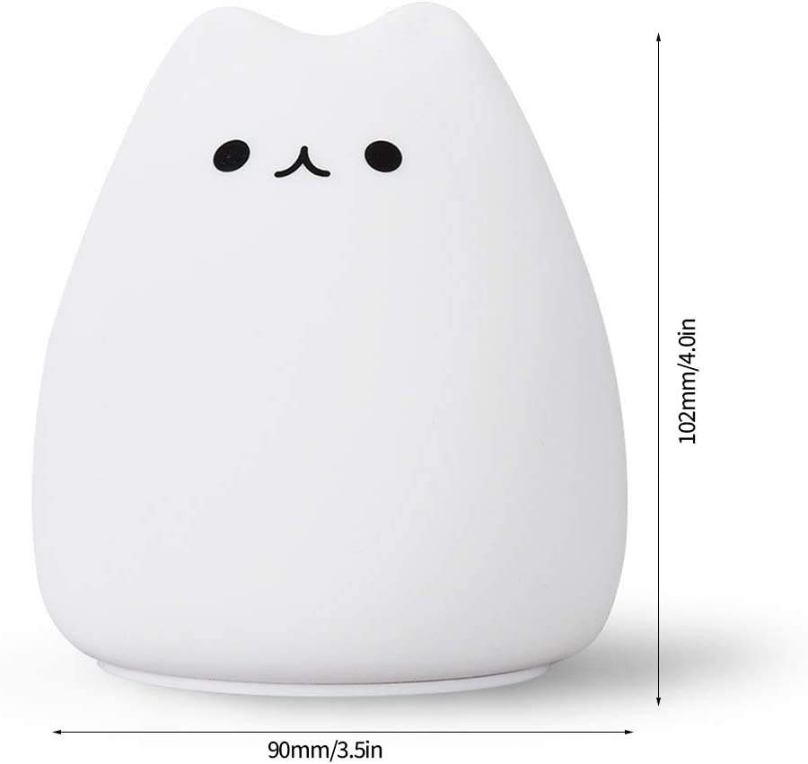 Cat Night Lamp Cute Night Light for Kids Baby Soft Silicone Bedside Lamp 7 Colors Nursery Light (2) image number 6