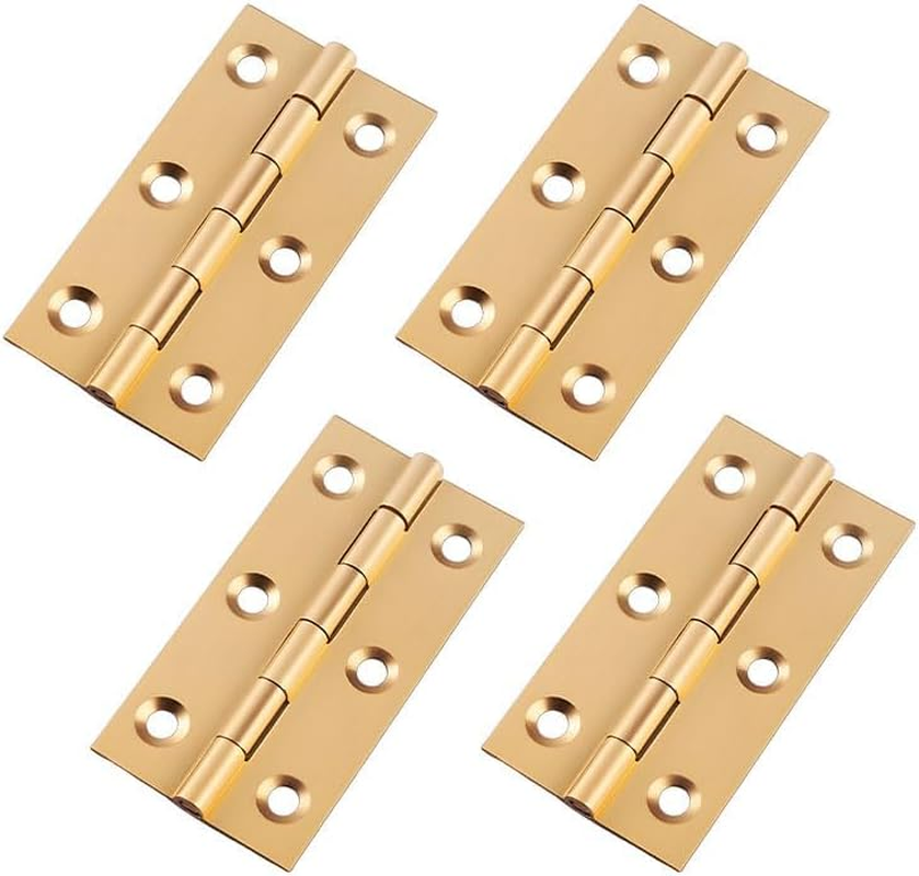 4 Pcs 2 Inch Door Hinges Thickened Brass Coated anti Rust Folding Hinge, Suitable for Doors Windows Wooden Furniture and Cabinets
