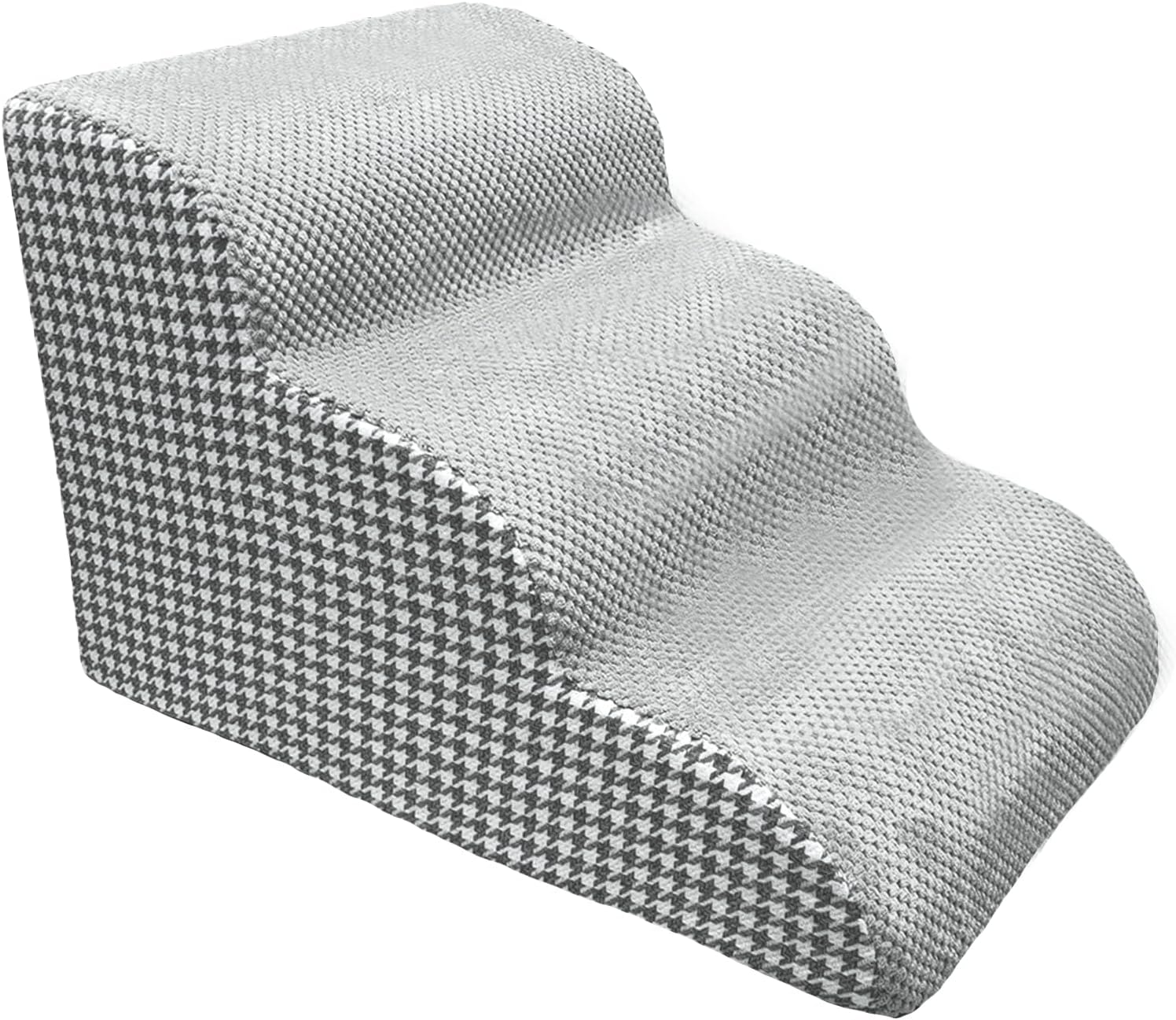 Kopmath Dog Stairs for Beds and Couches, 4-Tiers Dog Steps, Sturdy and Stable, Strong-Support High Density Foam, Protect Pets Joints, Non-Slip Bottom Design,18.1" H