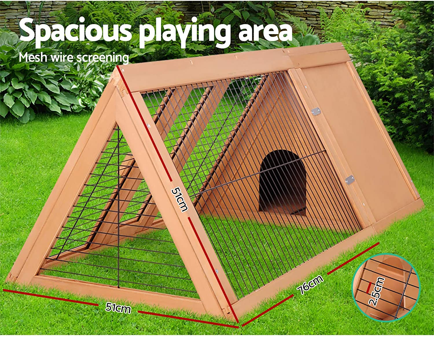 I.Pet Chicken Coop Wooden Rabbit Hutch, Triangle Bunny Cage Rabbits Wood Pet House Run Cages Walk in Guinea Pig Ferret Hen Chook Coops, Outdoor Metal Door Roof Weatherproof DIY Farm image number 1