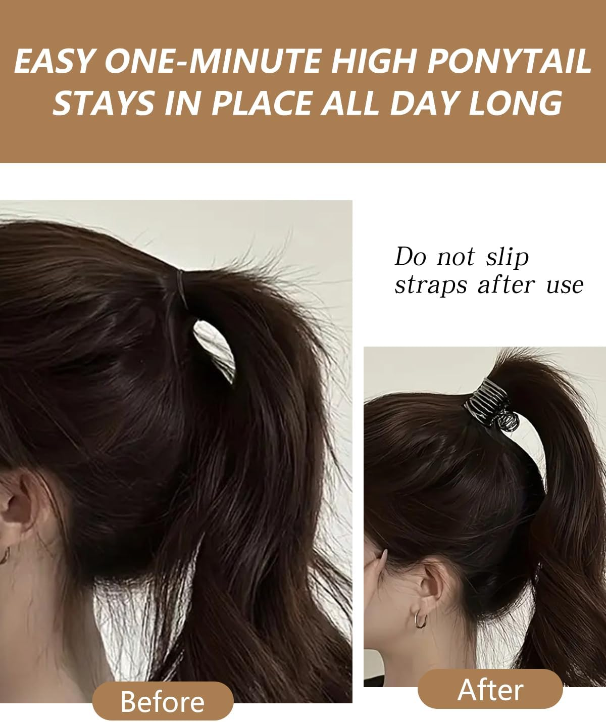 KGDUYC High Ponytail Clips, 3 Pieces Metal Hair Clips for Improved Hairstyle, Fashionable Hair Accessories, High Ponytails and Thick Hair, Gold/Silver/Black image number 3