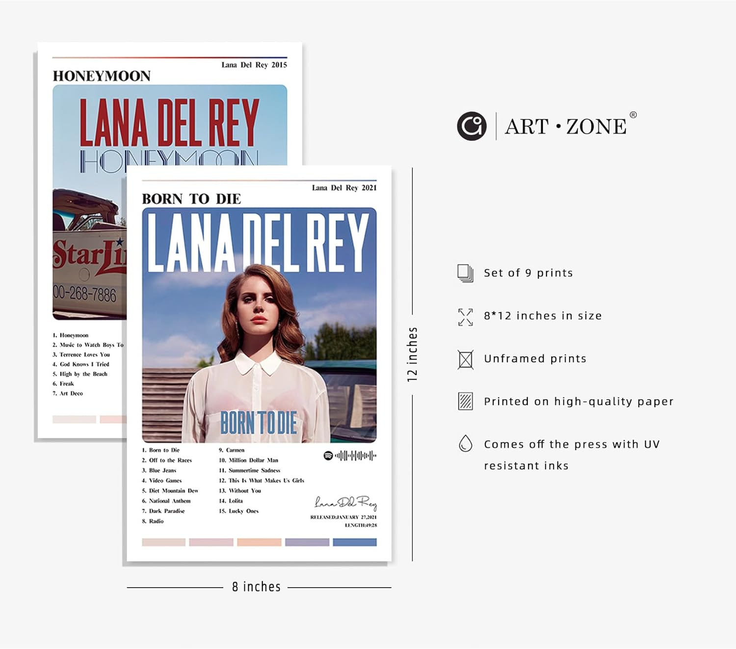 Lana Del Rey Posters (9 Pcs 20X30Cm) Album Cover Music Posters Unframed Paper Print Wall Art Room Decor Bjork Poster Discs for the Wall image number 4