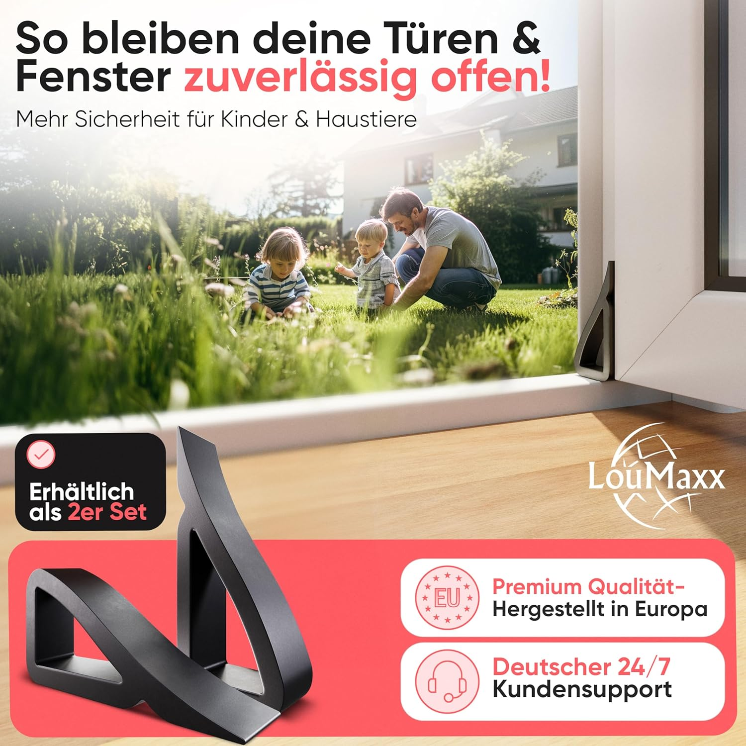 Loumaxx Window Stopper for Airing - Door Wedge - the Allrounder in Window Wedges and Door Stopper Floor - Window Stopper Rubber - Pack of 2 in Black image number 5