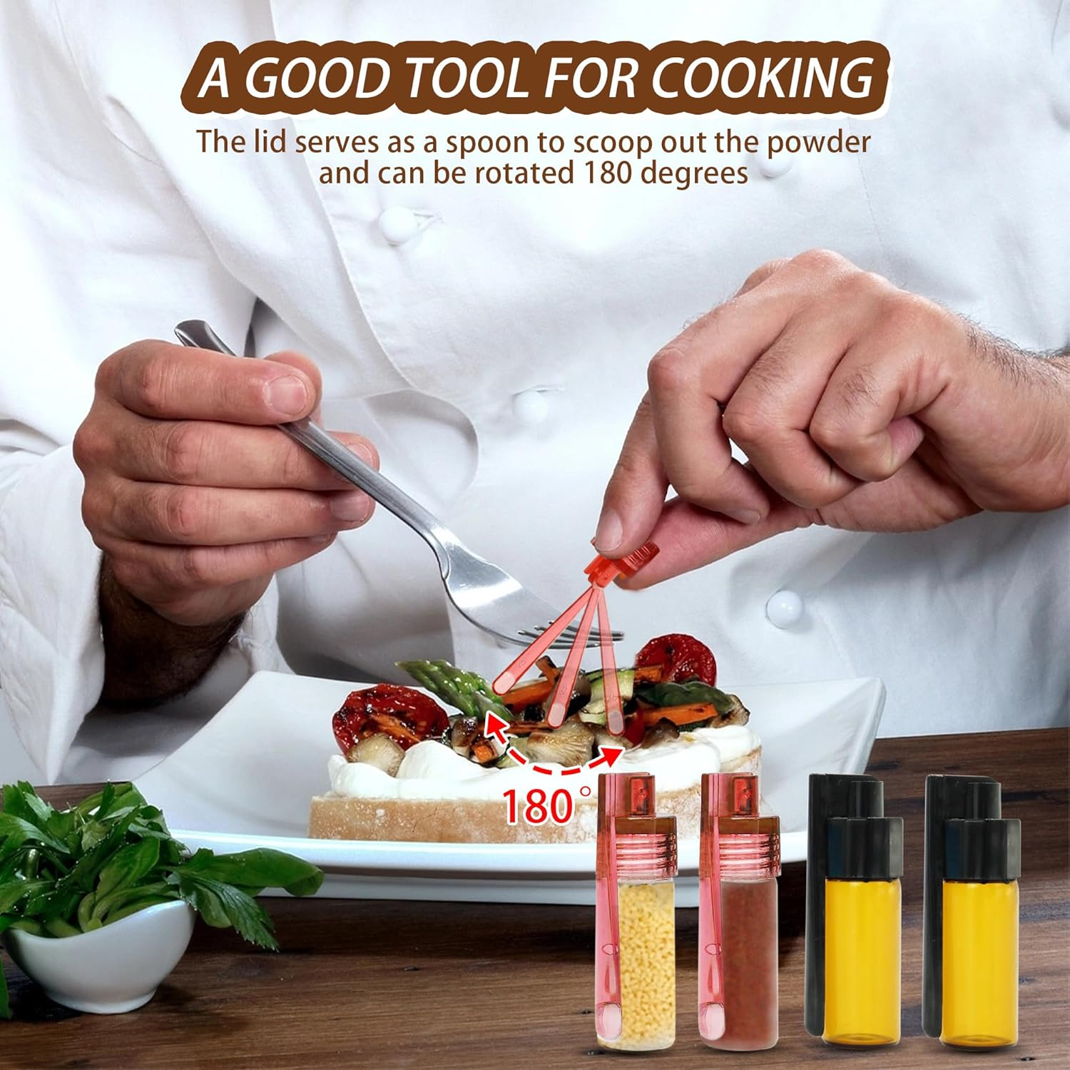 8 Pcs Portable Spice Containers Set, Camping Salt and Pepper Shakers with 1 Mini Funnel, Seasoning Bottles, Mini Glass Spice Jars with Lids for Outdoor Traveling Cooking (8 Pcs) image number 1