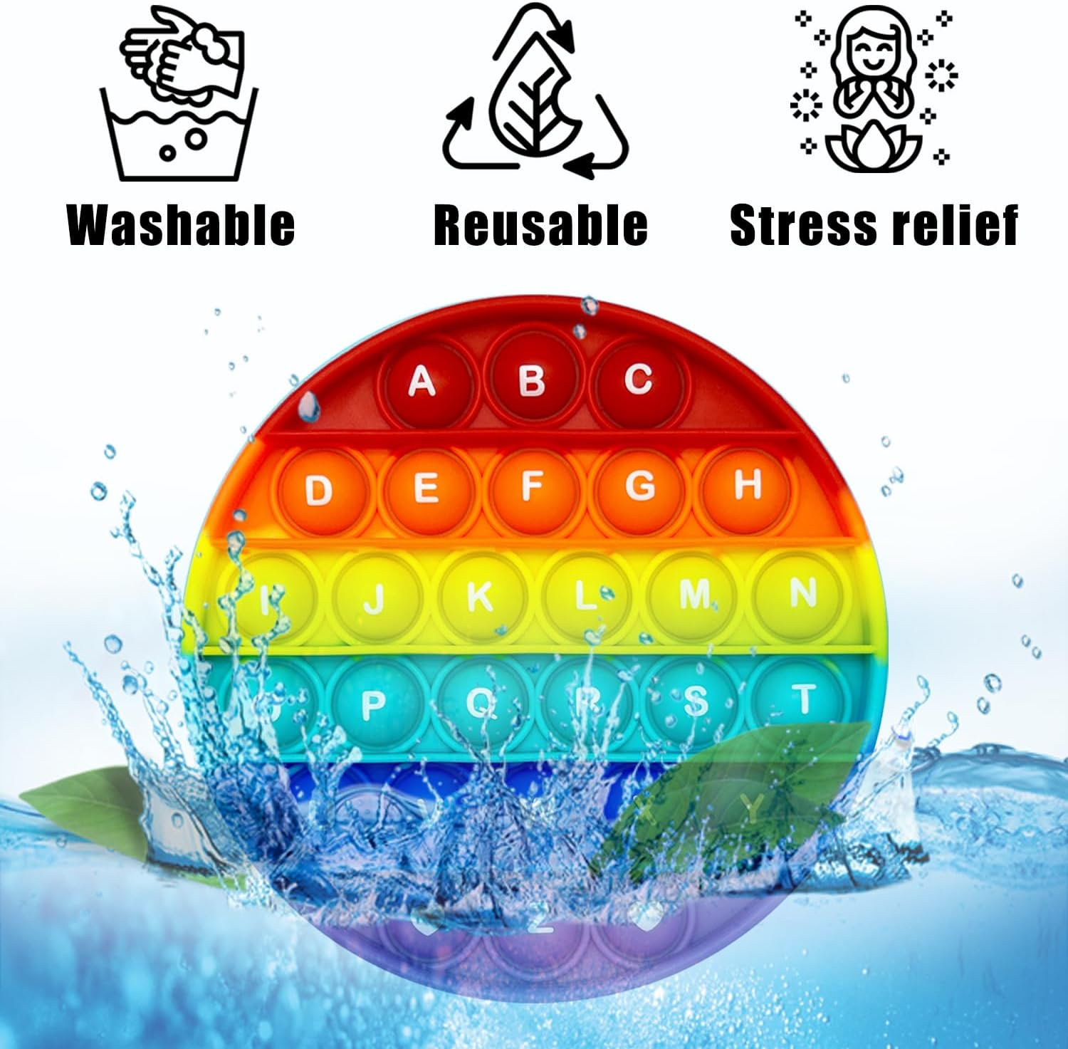 Rainbow Circle Shaped Pop Bubble Fidget Toy with Letters and Numbers, Xmas Gift Sensory Toy with Alphabets Kids Birthday Party Classroom Prize Stress Reliever image number 1