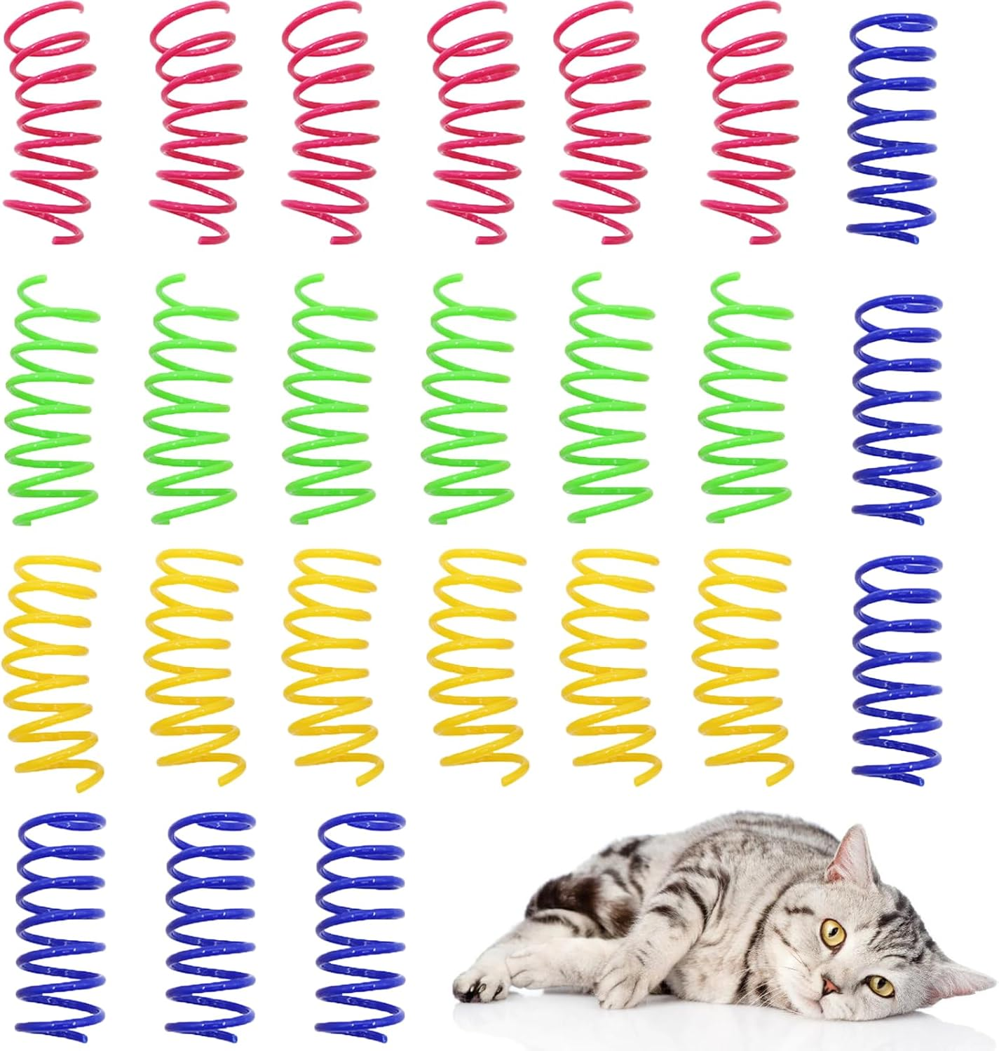 Cat Spring Toy, Spiral Colourful Cat Toy Set, 24 Pieces Cat Toy, Spiral Springs, Spiral Cat Toy, Spring Spiral for Cat, Pets Toy