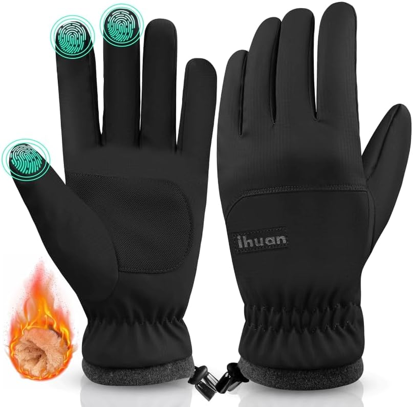 Ihuan Gloves Men Women Winter Warm Winter Gloves Touchscreen Gloves Windproof Waterproof Non-Slip Sports Gloves Cycling Gloves for Cycling, Running, Skiing, Hiking