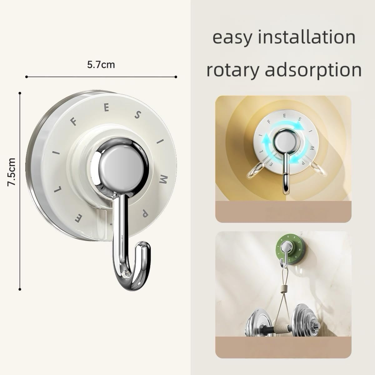 Rivhom Heavy Duty Suction Cup Hooks, 3 Pack, Modern Design for Bathroom, Glass and Tile image number 4