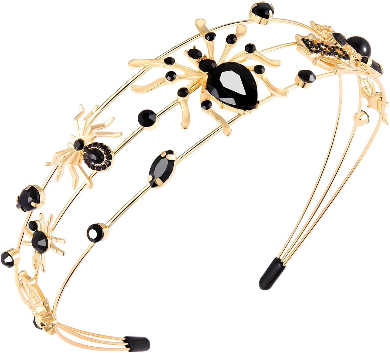 HEIDKRUEGER Halloween Headband for Women Crystal Spider Hairband Wide Alloy Gold Halloween Hair Hoop Accessories image number 1