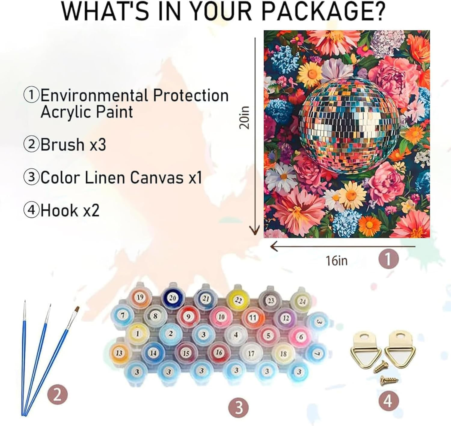 Disco Ball Paint by Numbers Kit for Adults Beginners - 16X20 Inch DIY Acrylic Painting on Canvas, Home Wall Art Decor for Living Room & Bedroom image number 3