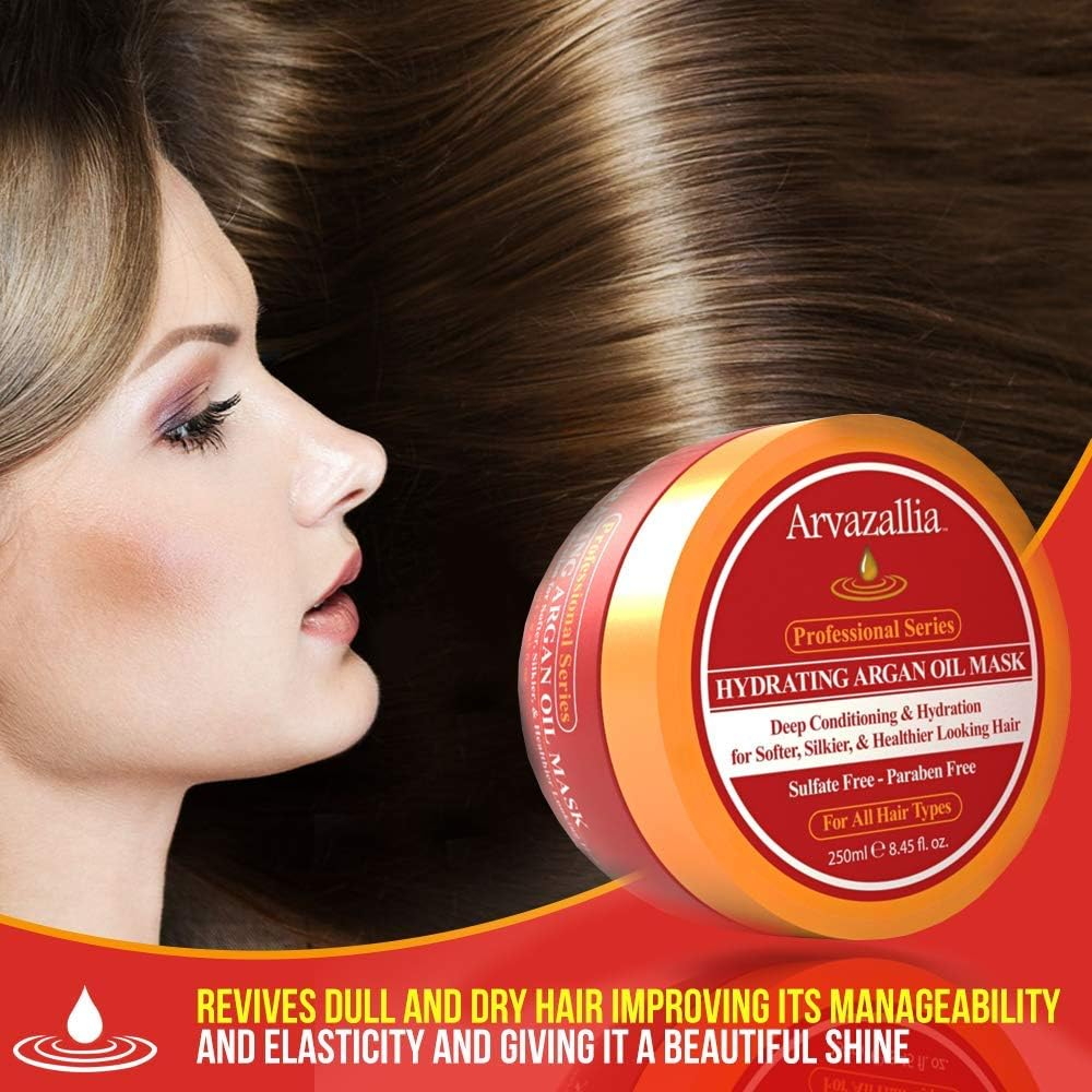 (250Ml) - Hydrating Argan Oil Hair Mask by Arvazallia - save 60 TODAY Deep Conditioner and Restorative Treatment for Dry or Damaged Hair - Guaranteed to Repair, Restore, and Revitalise Your Hair image number 5