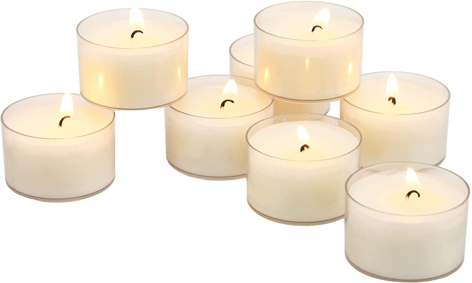 Stonebriar DTL-100-8 Long Burning Tealight Candles - White - Unscented - 100 Pack, White, 200 Pack (6-7 Hour)