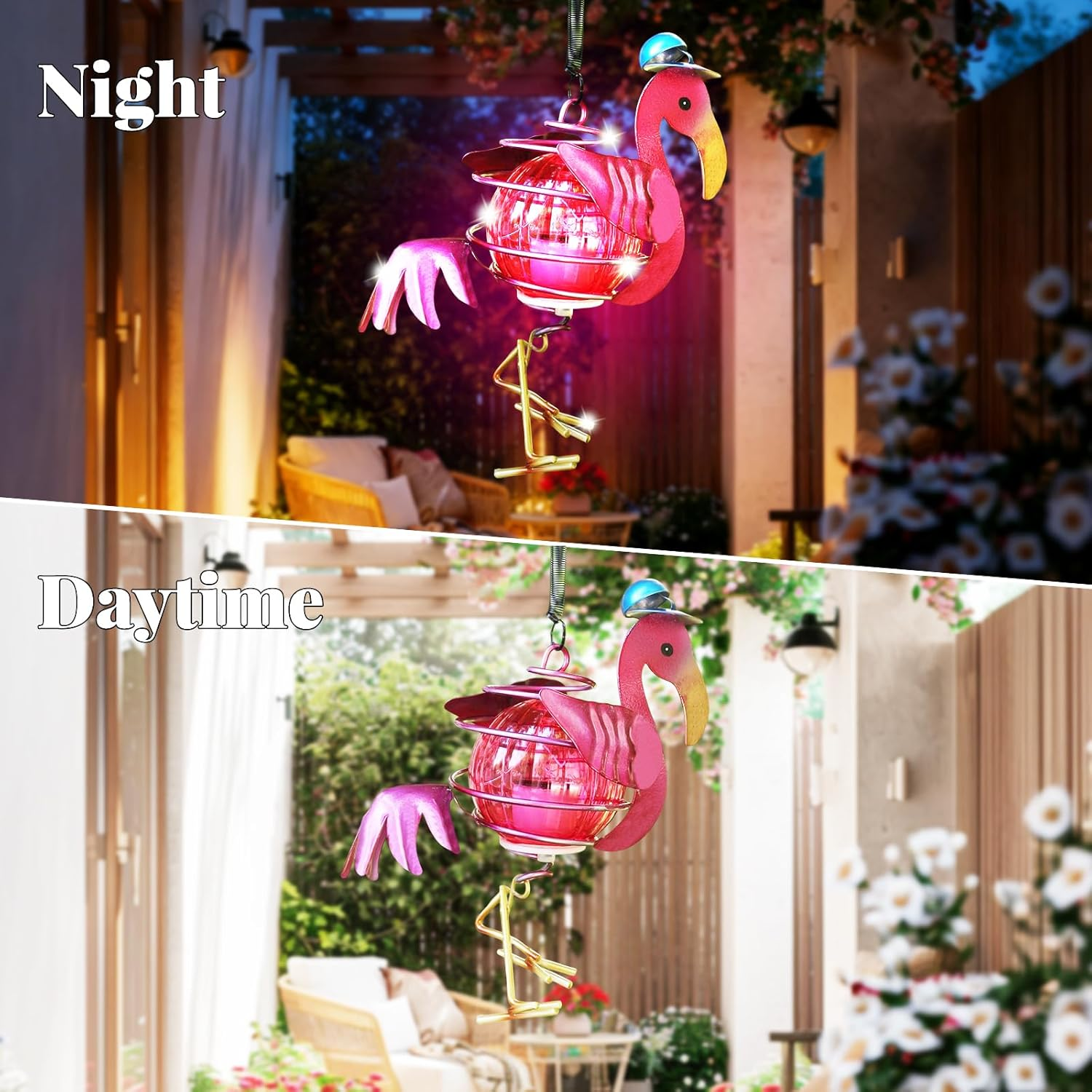 JOKILY Hanging Lamps Solar Lights, Flamingo Decorative Solar Light Outdoor Garden Decoration Fairy Lights, Solar Decoration Flamingo Outdoor Garden Decoration, Solar Lights for Outdoor Garden Lights