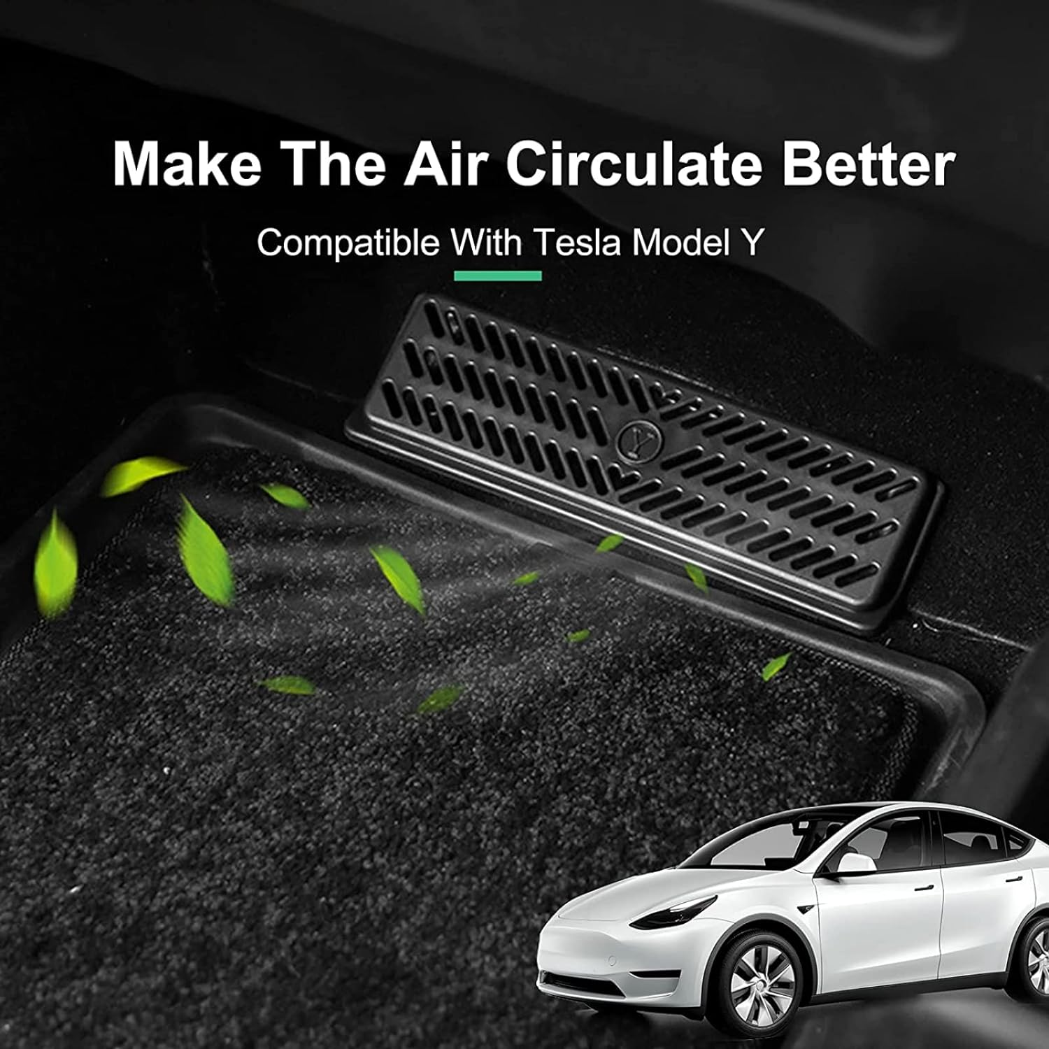 QIOON Tesla Model Y Backseat Air Vent Cover - Air Flow Vent Grille Protectors - Compatible with 2019-2023 - Snap-In Installation - Rear under Seat Air Conditioning Outlet Grille Protection (2 Pack) image number 4