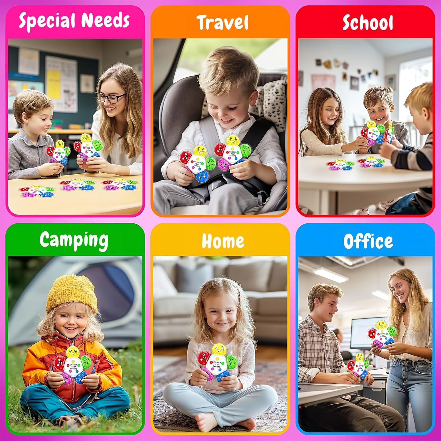 Color Sorting Sensory Toy for Toddlers &ndash; Montessori Fine Motor Skills & Flower Emotion Learning Toy, Calming down Fidget Toy for Kids with Autism ADHD, Preschool Color Matching Educational Gift image number 1