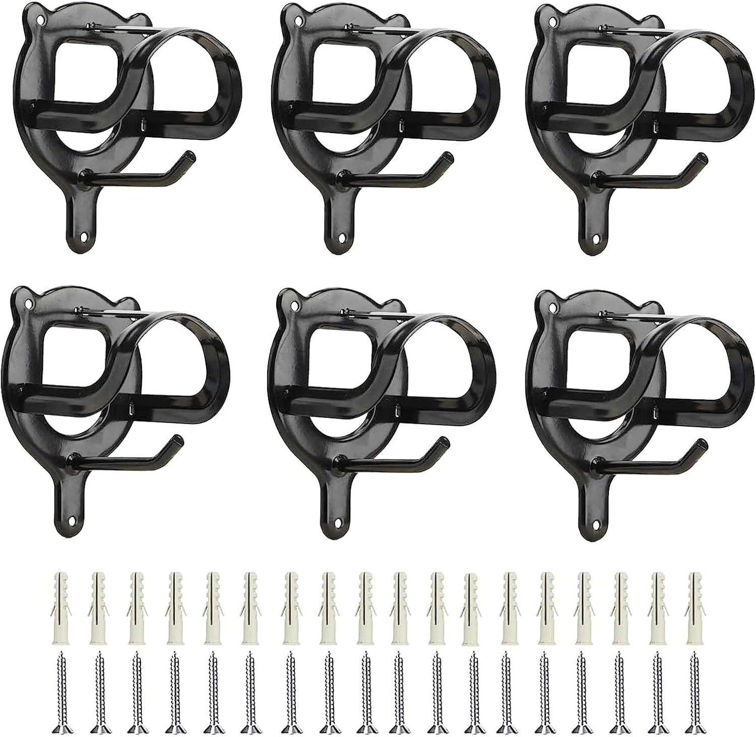 6 Counts Horse Bridle Rack Bracket Hooks Metal Halter Hanger with Tubes and Screws for Horse Barn Supplies, Black image number 4