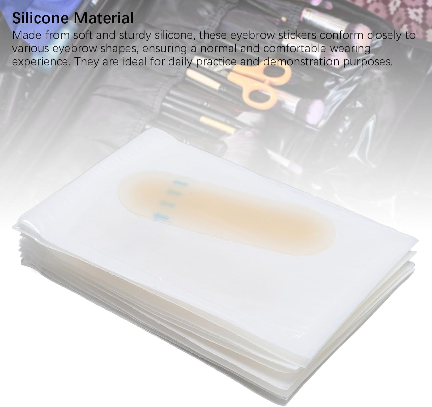 20PCS Light Skin Color Transfer Eyebrow Skin Sticker, Practice Makeup Eyebrow Stencil Stickers for Beauty Salon, Disposable for Sanitation and Security image number 3