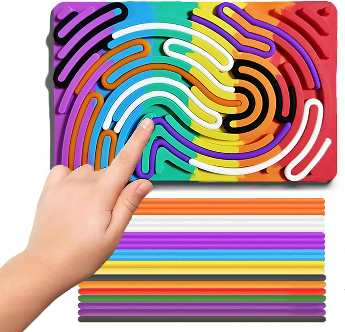 Sensory Activity Board for Kid,Double-Sided Sensory Board for Calming, Stress, Anxiety, ADHD & Autism, Travel Calming Activities (Rainbow) image number 5