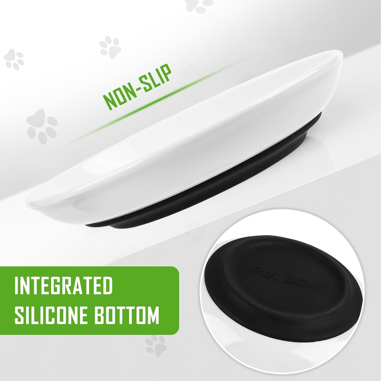 Ceramic Cat Bowl, Set of 3, Cat Bowl Set, Bowl with Non-Slip Rubber Base, Relieves Whisker Fatigue, Feeding Bowl for Cats and Small Animals image number 5