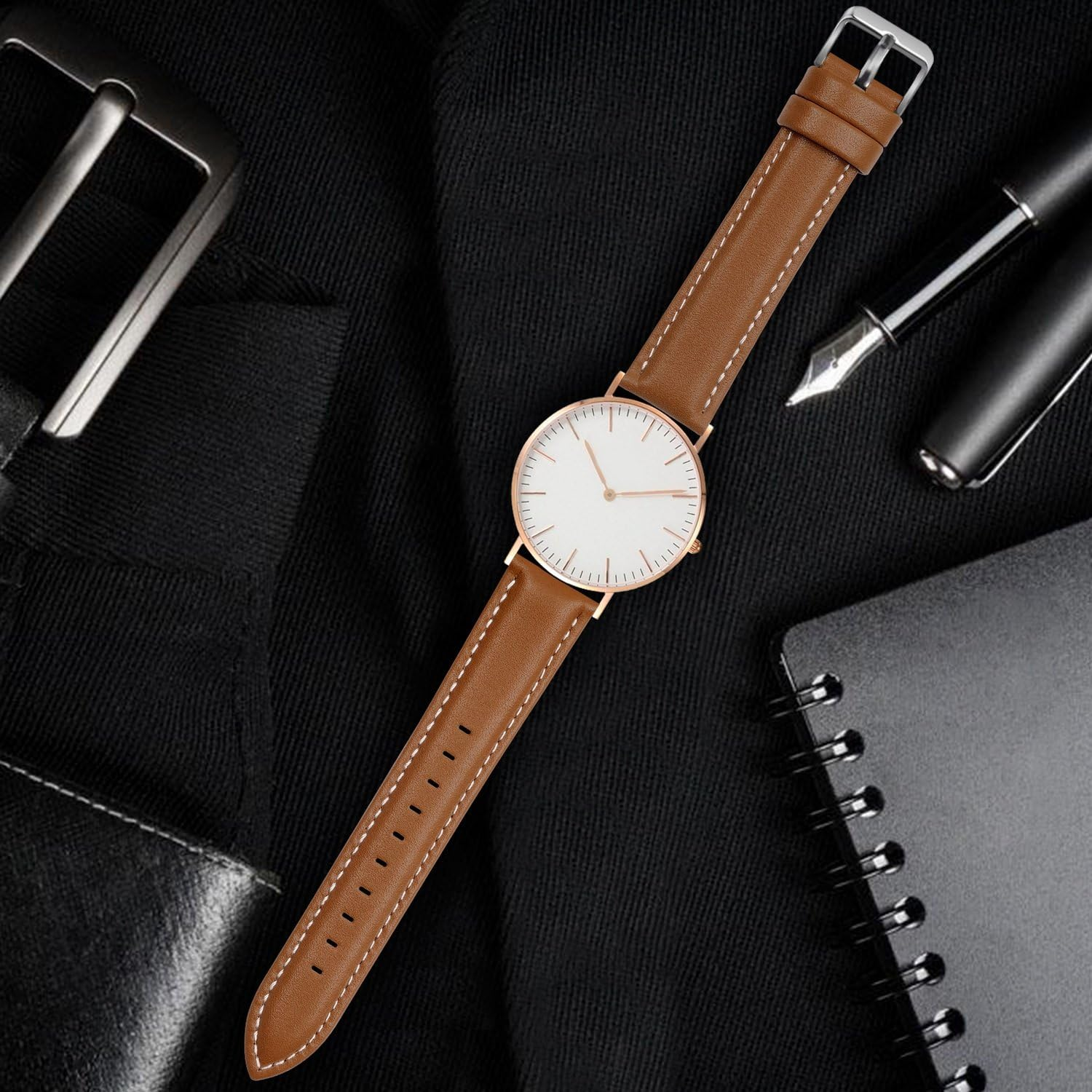 Quick Release Leather Watch Band, Fullmosa Axus Genuine Leather Replacement Watch Strap with Stainless Metal Clasp 14Mm 16Mm 18Mm 20Mm 22Mm 24Mm (Choose the Proper Size) image number 4