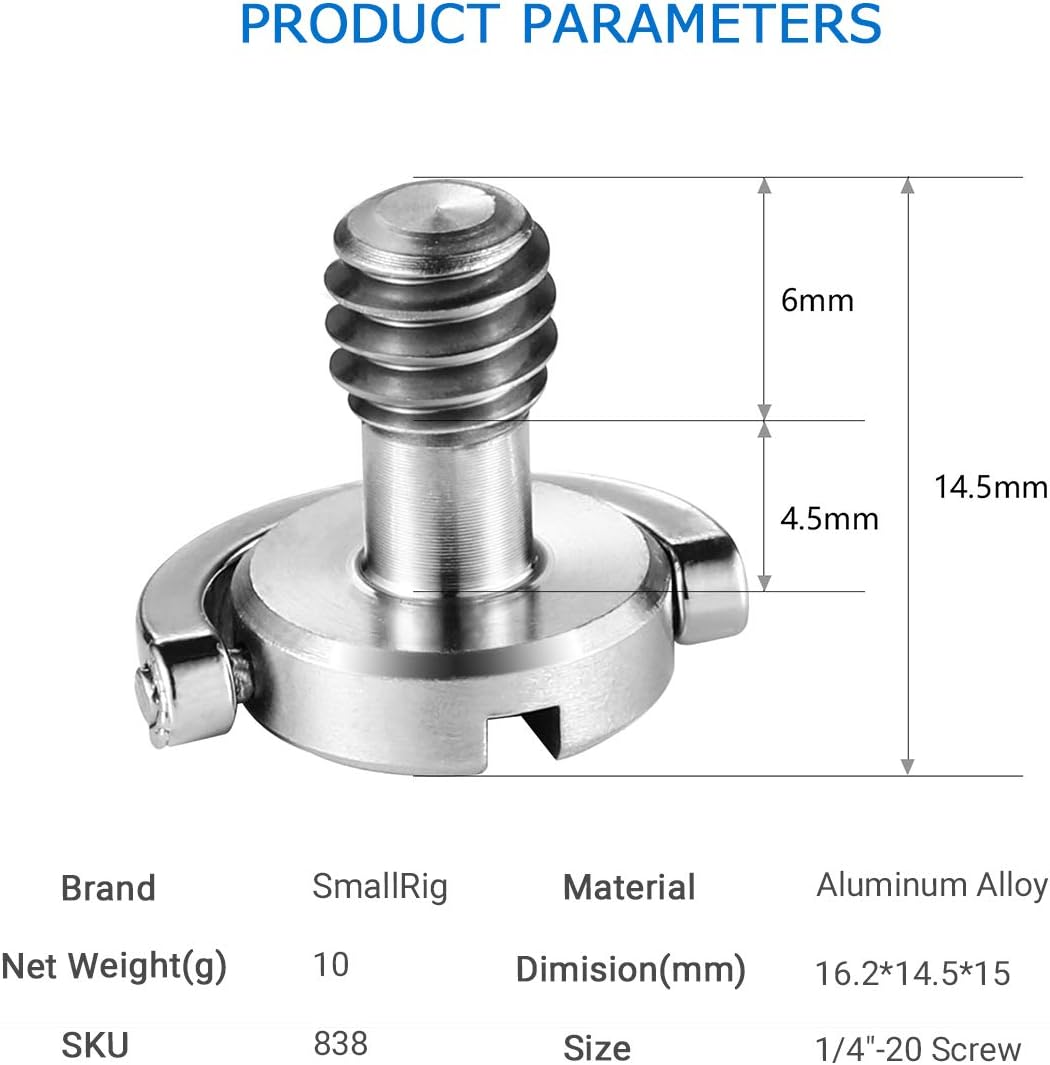 Smallrig D Shaft D-Ring 1/4 Inches Thead Camera Screw for DSLR Camera Rig - 838 image number 4