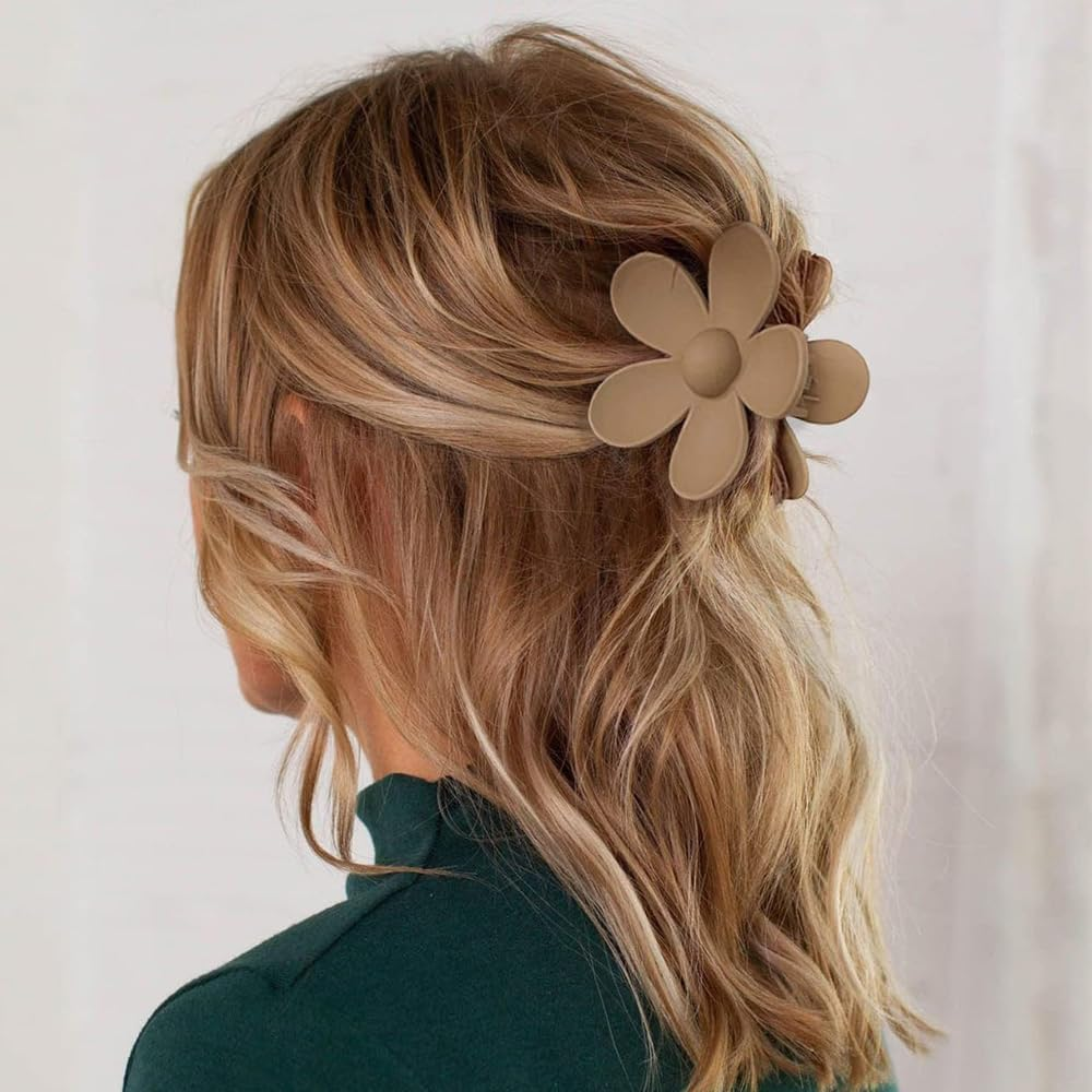 ZSPERKLA 6 Pieces Flower Hair Clips for Thick Thin Hair, Strong Hold, Cute Flower Hair Clips, Non-Slip Large Matte Hair Styling Accessories for Women Girls image number 6