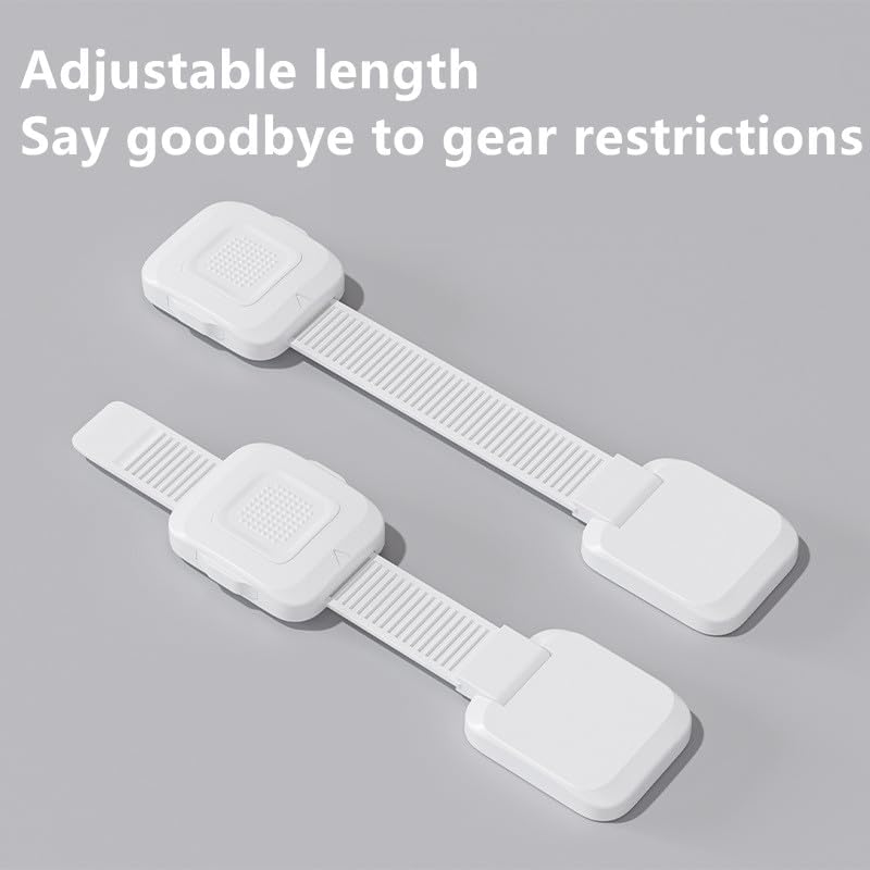 6 Pcs Adjustable Safety Cabinet Locks (White) Extra 3M Adhesive No Screws for Drawers, Cupboard, Closet, Doors - No Drilling image number 6