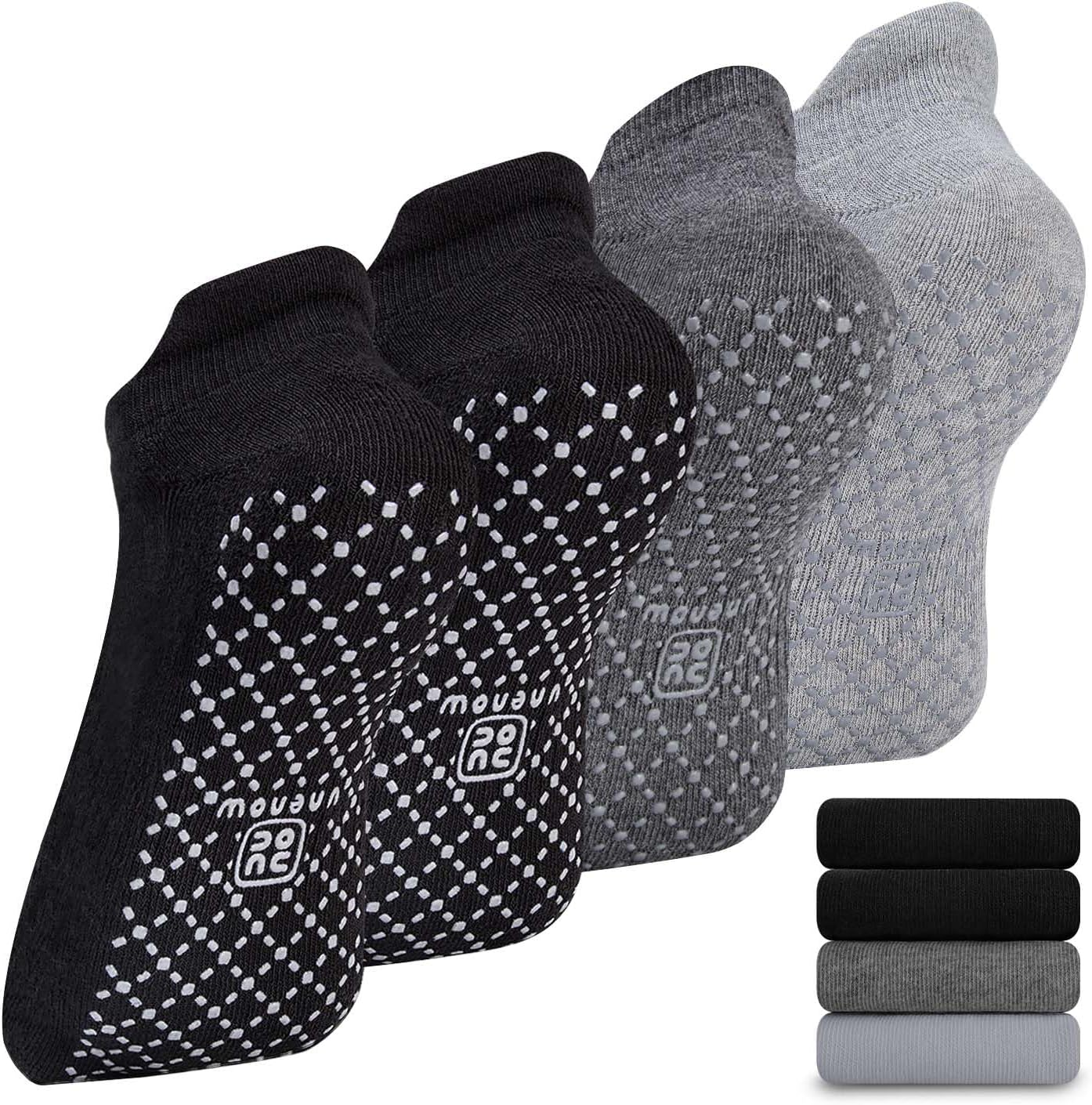Unenow Unisex Non Slip Grip Socks with Cushion for Yoga, Pilates, Barre, Home & Hospital