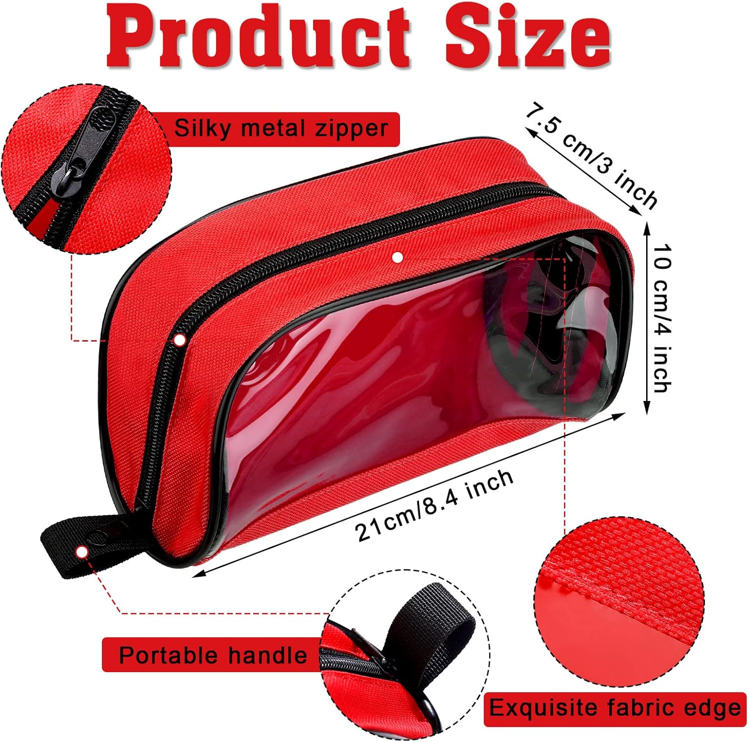 4 Pcs Empty First Aid Bag Color Coded Kit Accessory Pouches Zippered Organizer Storage Pouch Case with Transparent Window for Medical Supplies Travel, 4 Colors image number 2