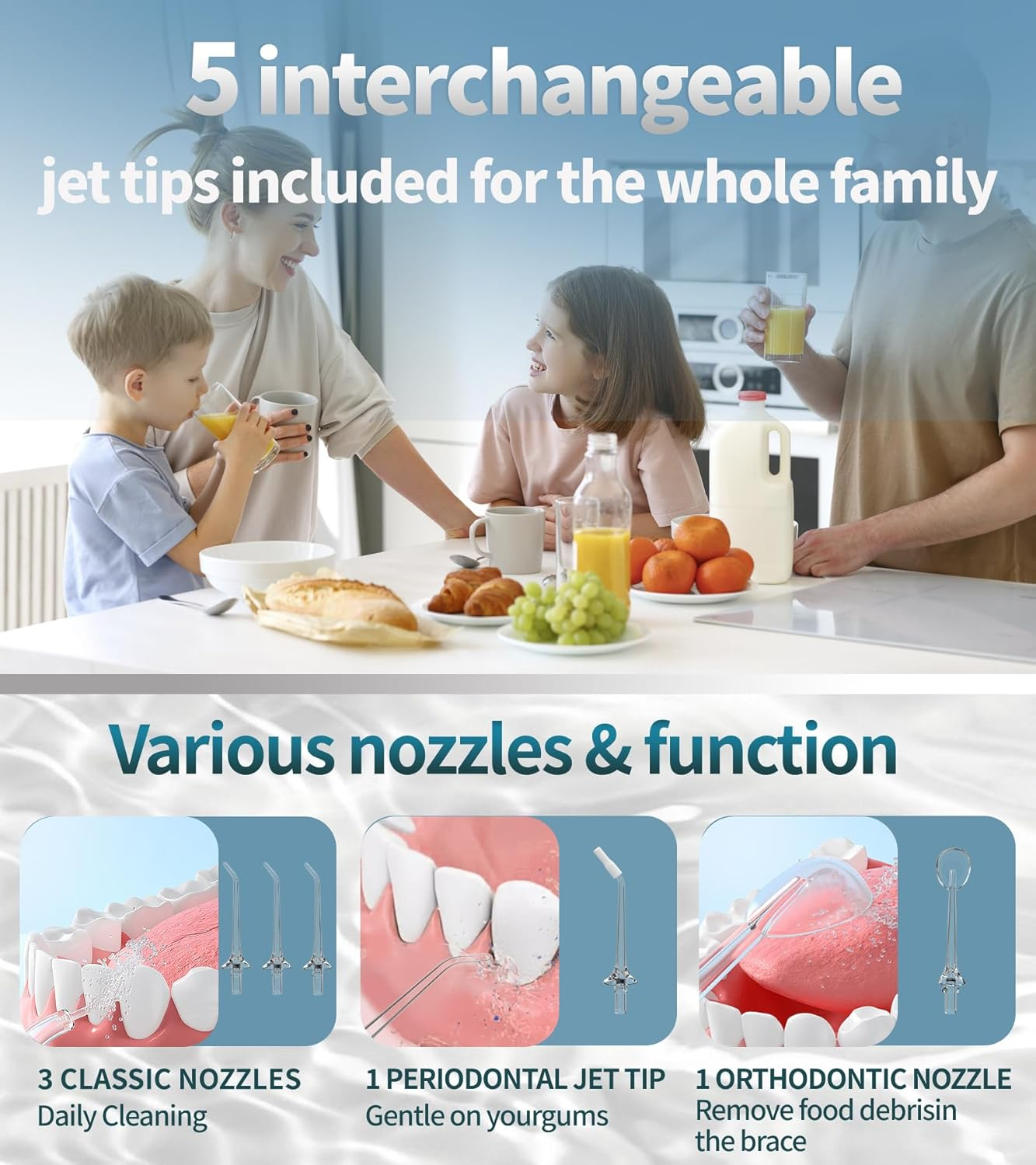 Water Dental Flosser,Water Dental Flosser Pick for Teeth,4 Modes Rechargeable Cordless Oral Irrigator 350Ml Water Tank Teeth Cleaner IPX7 Waterproof. White image number 5