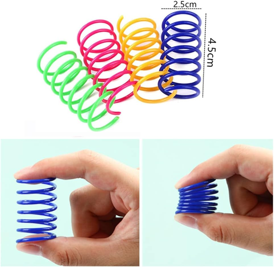 Wanfoou Pack of 100 Cat Toys, Interactive Toy for Cats, Toy Spiral Feathers Novelty Pet Toy Colourful Spiral Feathers Spring Spiral for Cats 4 Colours image number 4