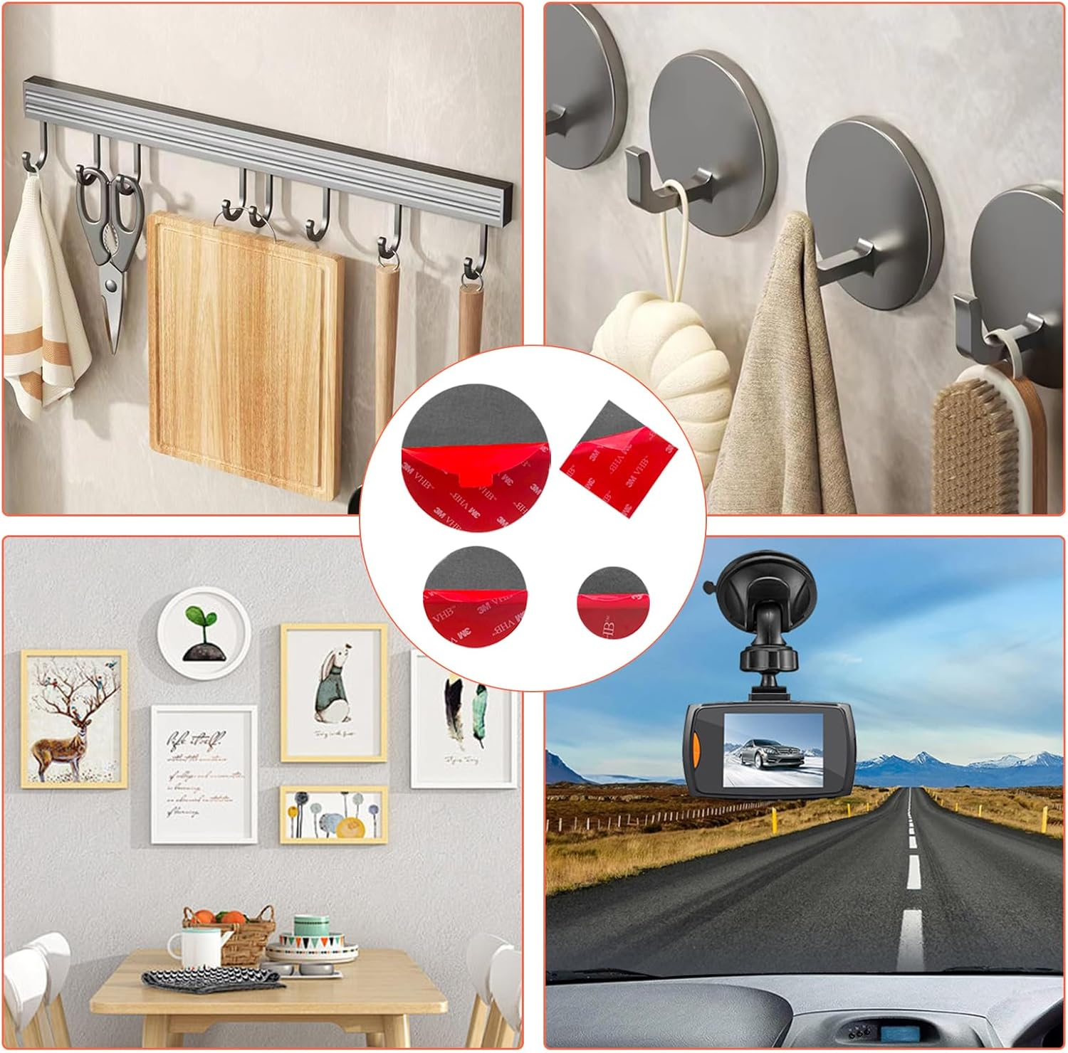 17 PCS 3M Strong Double Sided Sticky Pads, Water Proof Number Plate Sticky Tape, 3M Double Sided Tape, 3M VHB Dash Cam Sticky Pad, 3M Adhesive Pads for Outdoor Household Mounting image number 4