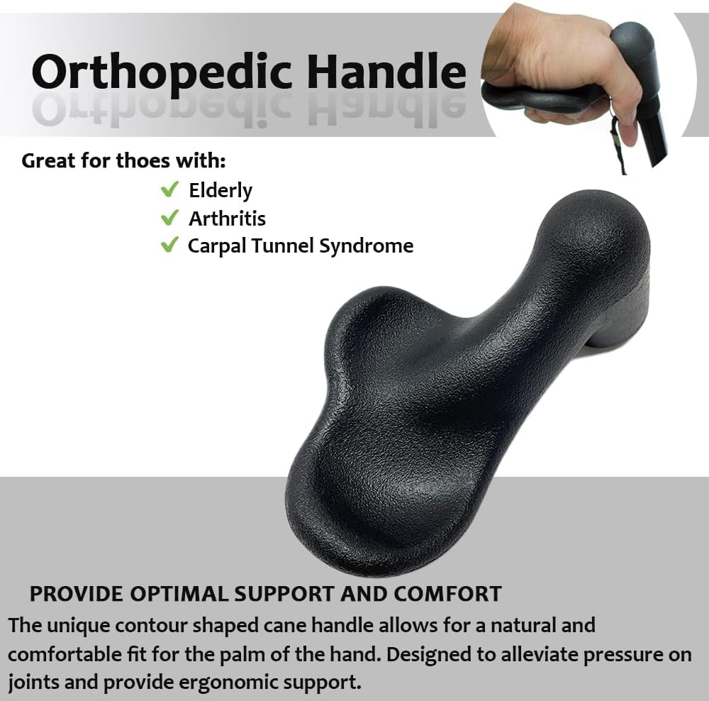 Orthopedic Walking Cane Fits Crutch Pipe Dia 7/8" Replacement for Arthritis, Carpal Tunnel Syndrome Mobility Aids image number 1