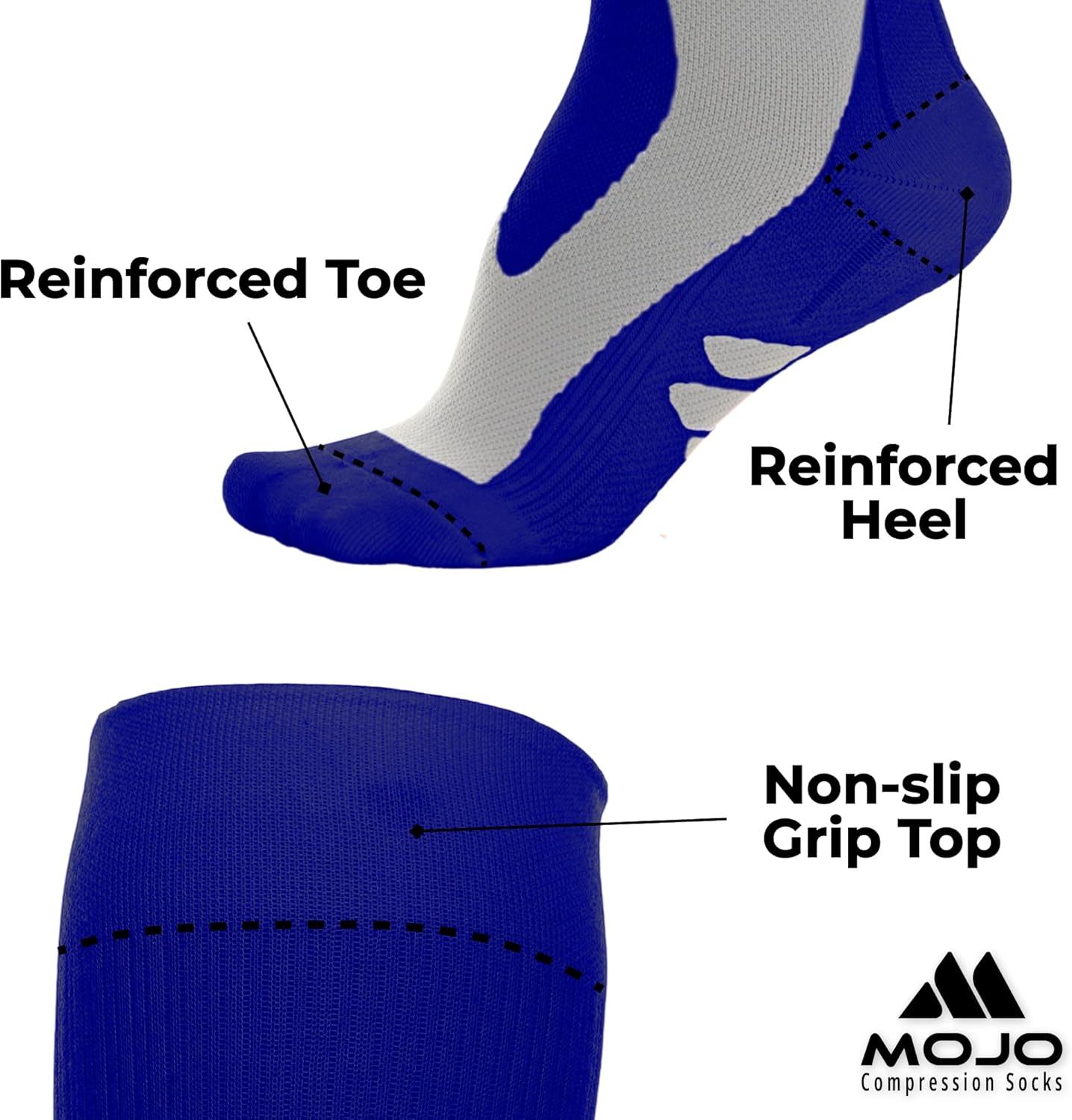 Mojo Coolmax Recovery & Performance Sports Compression Socks Triathlete Compression Socks - Unisex (5X-Large, Navy) image number 2