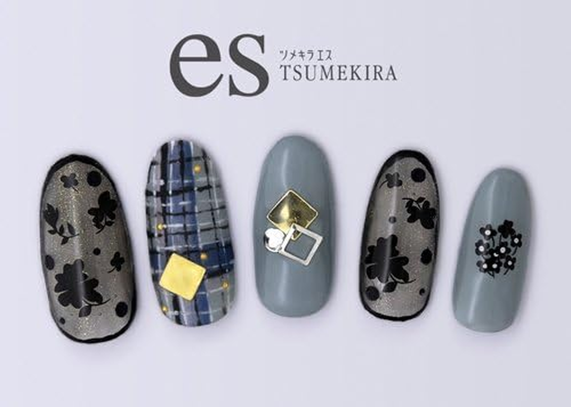 TSUMEKIRA ES-LIF-102 Nail Stickers, ES Little Flowers, Black, Multicolor image number 4