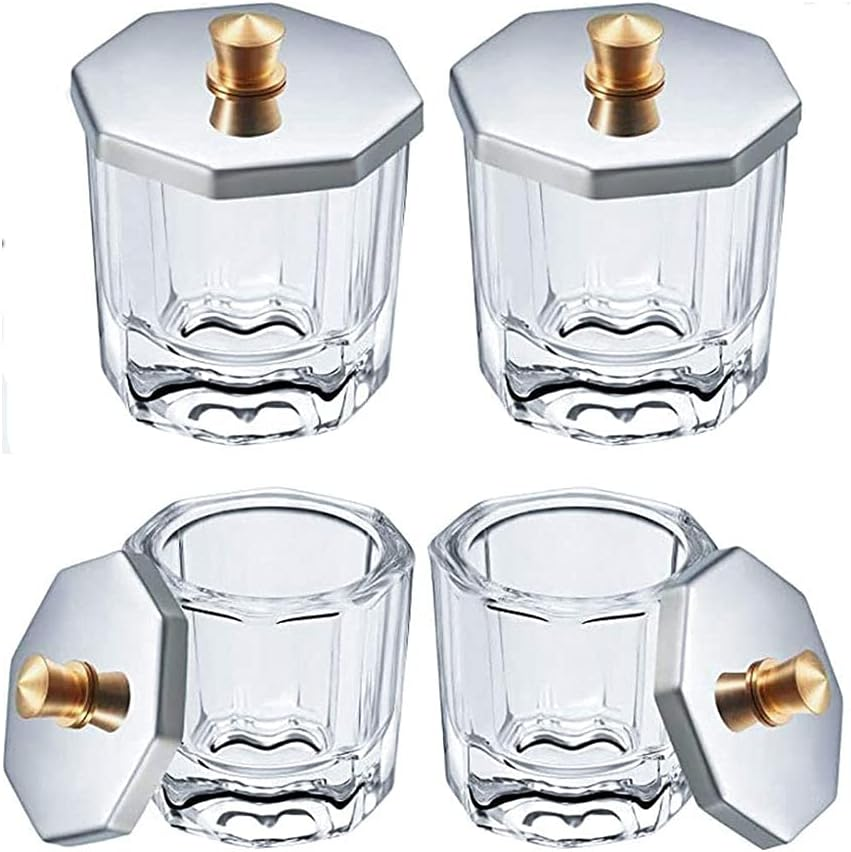 Dish Glass Crystal Cup, 3 Pcs Glass Dappen Dish, Powder Nail Crystal Cup, Lid Nail Art Acrylic Liquid, Glass Cup, Liquid Powder Nail Crystal Bowl, Can Be Used for Nail Care image number 5