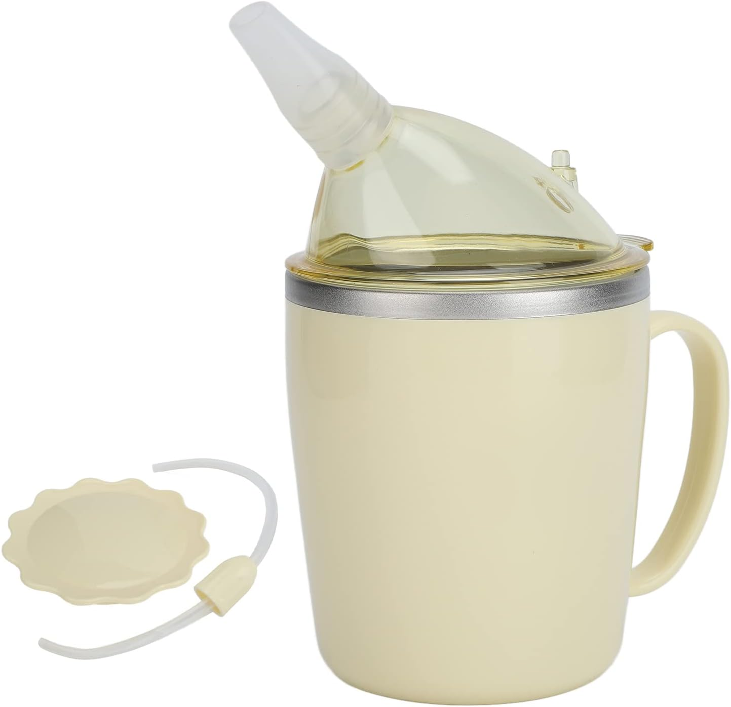 Convalescent Feeding Cup, 350Ml 304 Stainless Steel Adaptive Drinking Cup with Straw, Leakproof Lightweight Bed Sippy Cup Drinking Aids for the Elderly Patient Disabled image number 5