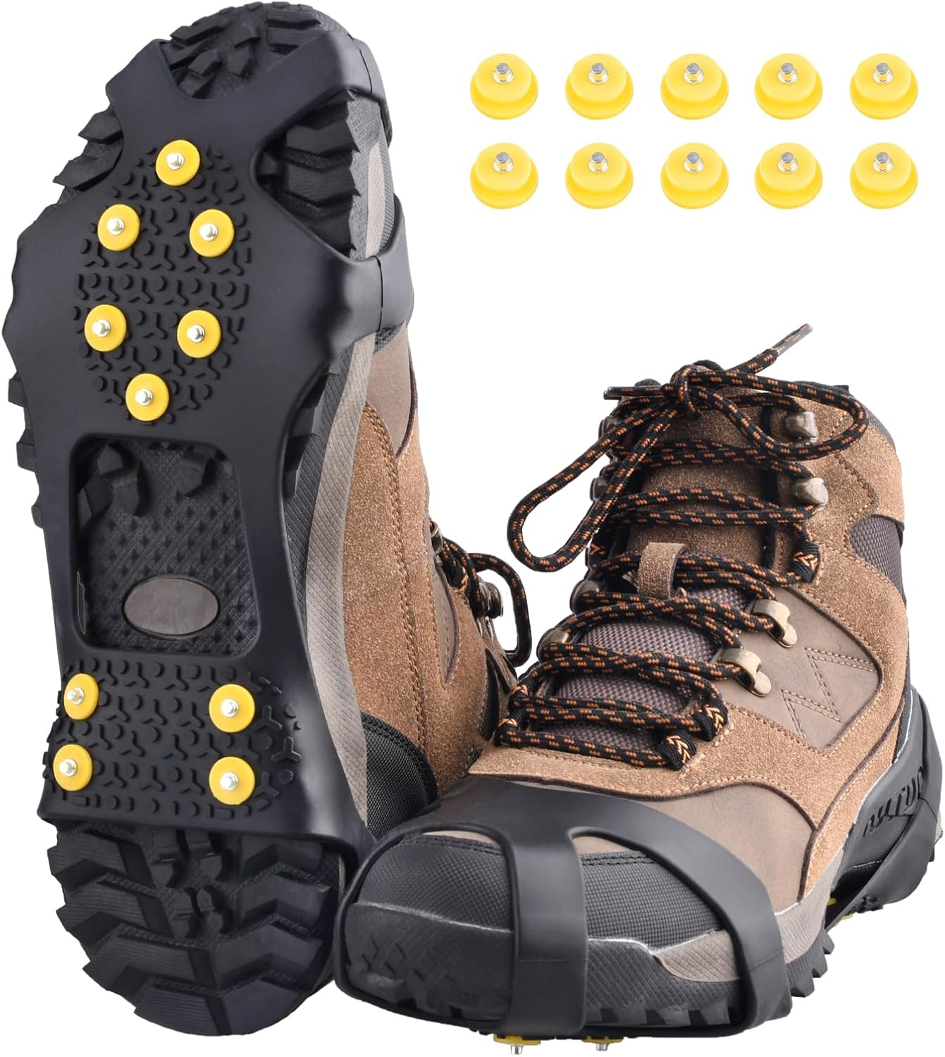 TRIWONDER Ice Snow Grips over Shoe/Boot Traction Cleat Rubber Spikes Slip-On Stretch Footwear Traction Anti-Slip Spikes Crampons