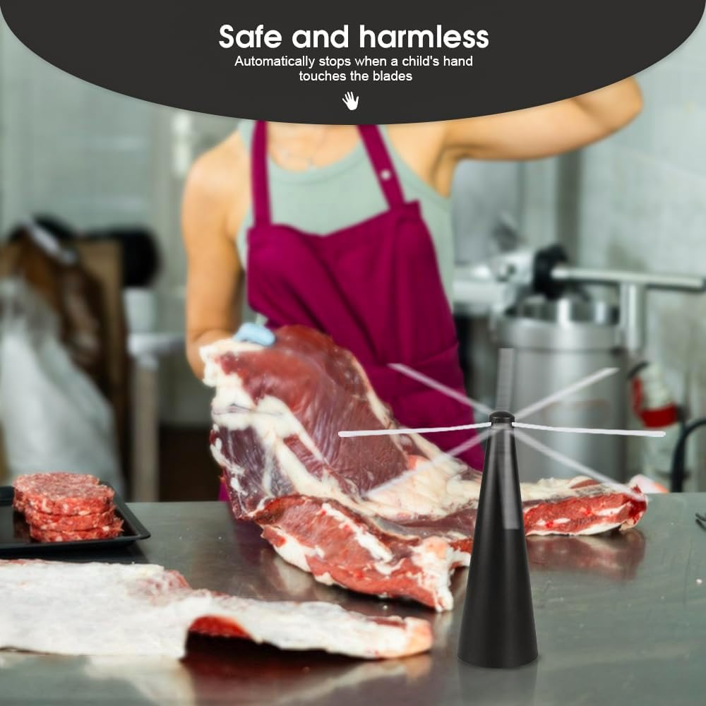 Living Today Fly Swatter Fan, Battery Operated Food Spinning Fan for Table Picnic,Portable Table Fly Repellent Fan,Food Fruit Fans for outside Indoor Meal for Restaurant Patio Home Barbeque (1, Black) - 1, Black image number 6