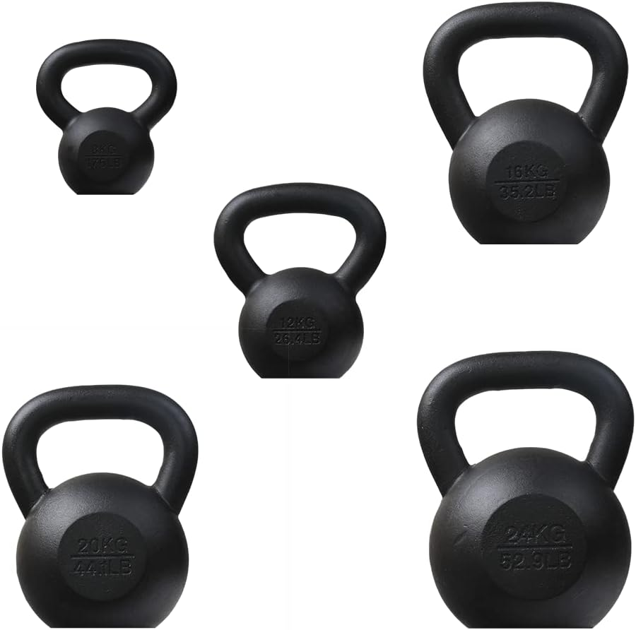HCE Black Kettlebells Set 8KG-12KG-16KG-20KG-24KG - Russian Classic Kettlebells Weights in Bundle - Weight Training Body Building Exercise Fitness (Total = 80KG) image number 4
