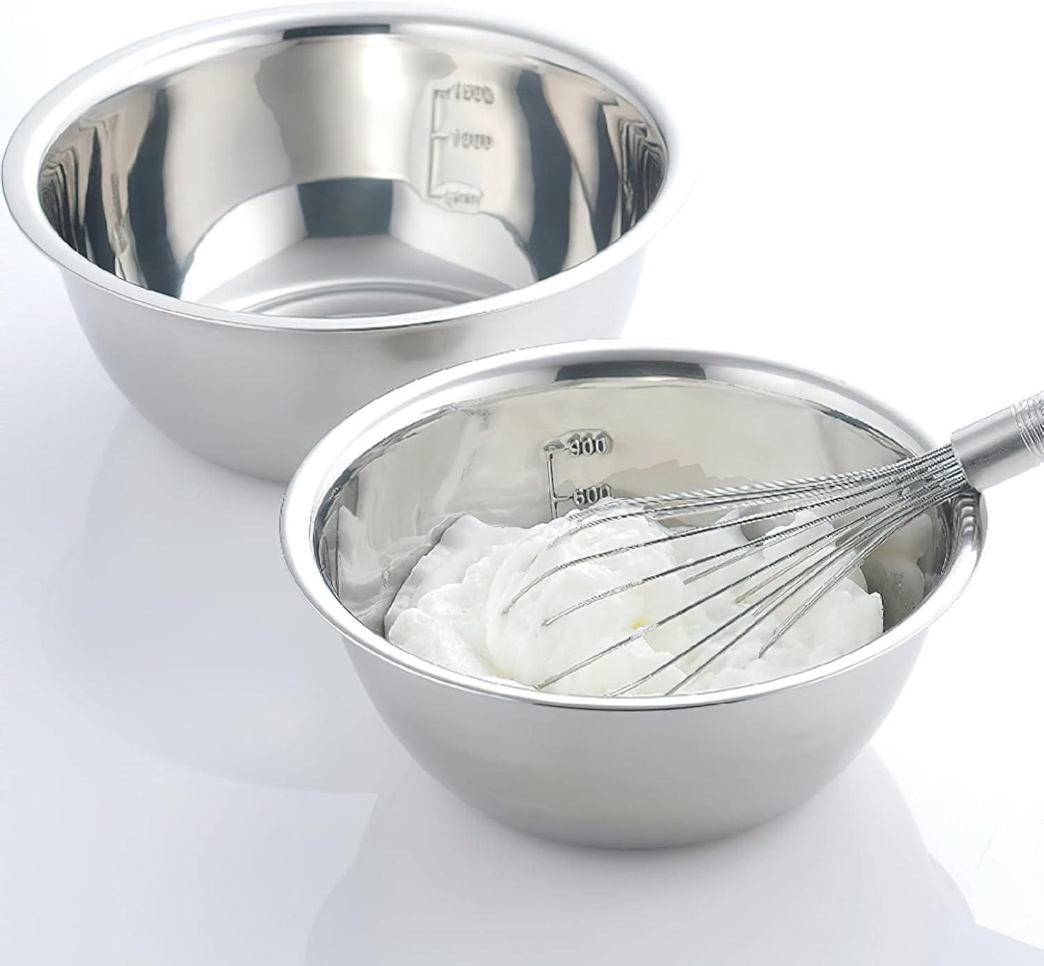 5PCS Stainless Steel Mixing Bowl Set, Multi-Functional Thick Large Bowls with Measurement Marks Ideal for Baking Salad Preparation Washing Vegetables image number 4