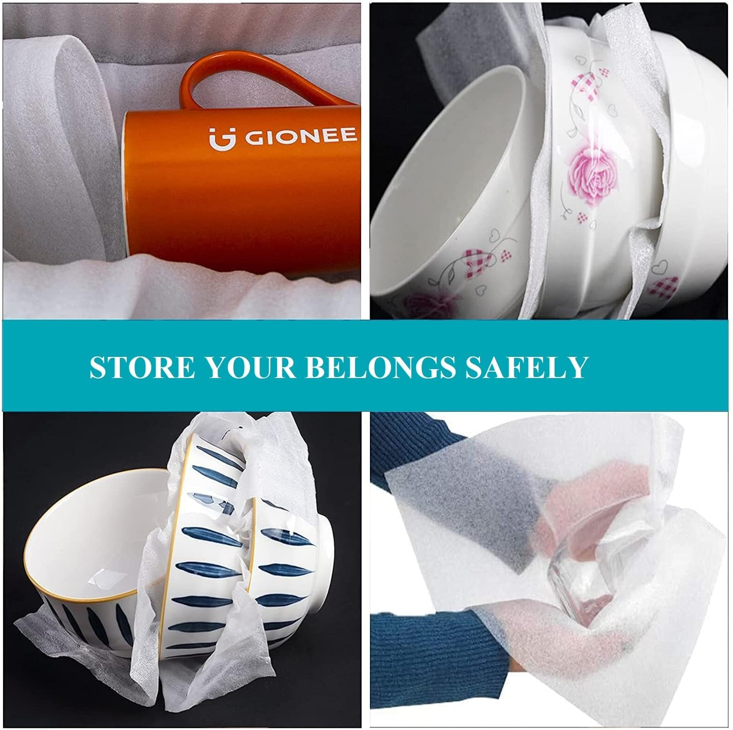 100 Pack 12&rdquo;X12&rdquo; Foam Wrap Sheets for Packing Storage Shipping Moving Supplies, Cushion Foam Wrap Packing Foam for Dishes, China, Glass and Furniture 100 Pack - White 100 Pack image number 3