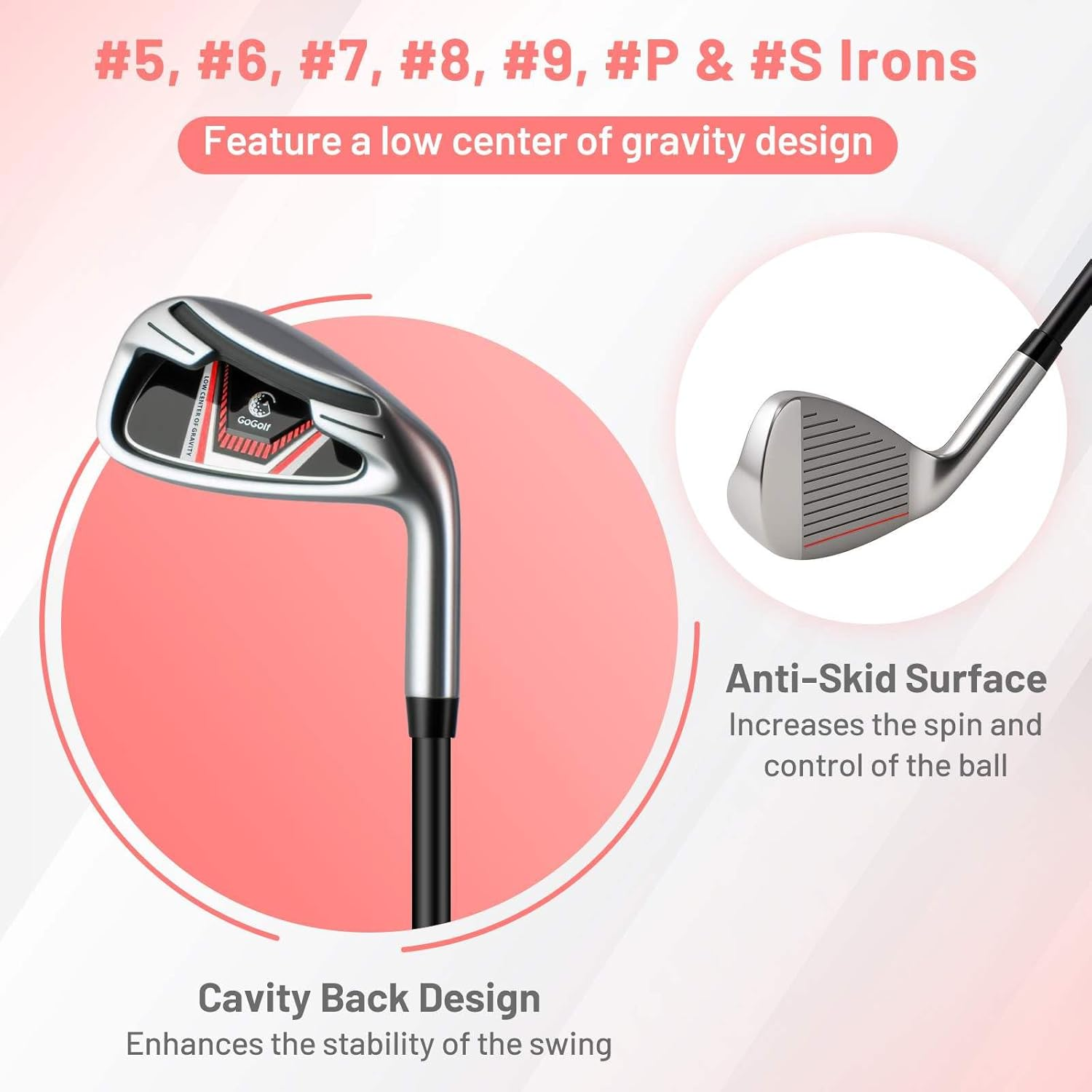 Costway Women'S Golf Set, 15-Club Package for Women with 460Cc #1 Driver, #3 Fairway Wood, Hybrid, Irons (#5#6#7#8#9#P #S) and Putter, Complete Set for Beginners with Stand Bag - Red image number 2
