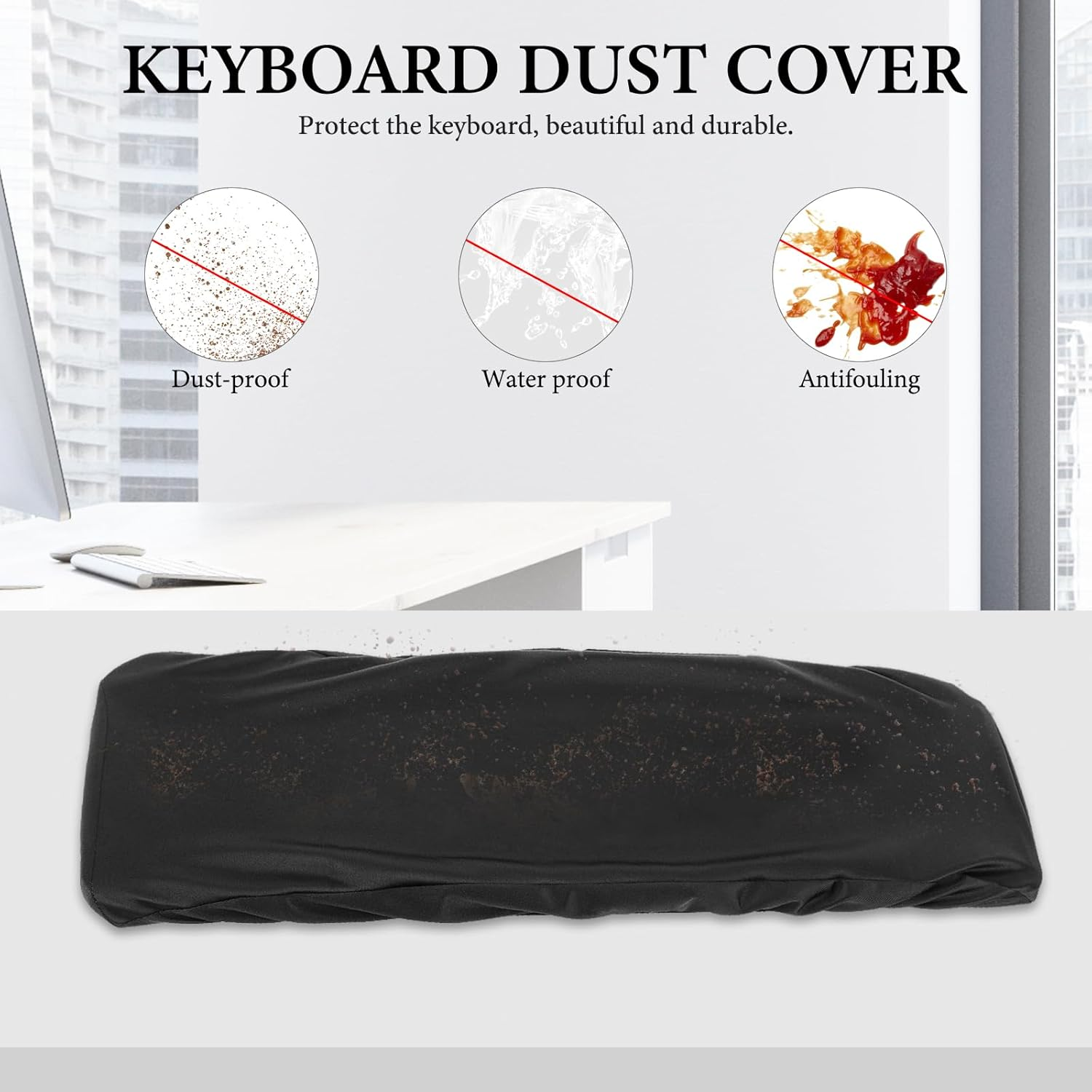 Geekria Full Size Keyboard Dust Cover, Ice Silk Elastic Cover for 104 Keys Computer Keyboard, Compatible with Logitech MK955/MK950/MX Keys S/MX Keys Advanced, Redragon K556, Keychron K10 image number 1