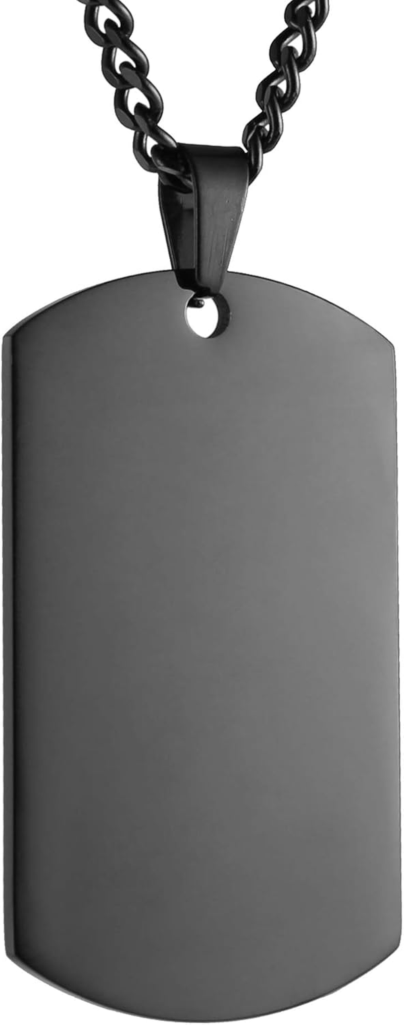 HZMAN Mens High Polishing Stainless Steel Dog Tag Pendant Necklace 22+2 Inch Link Chain - 2 Pieces Silver image number 3