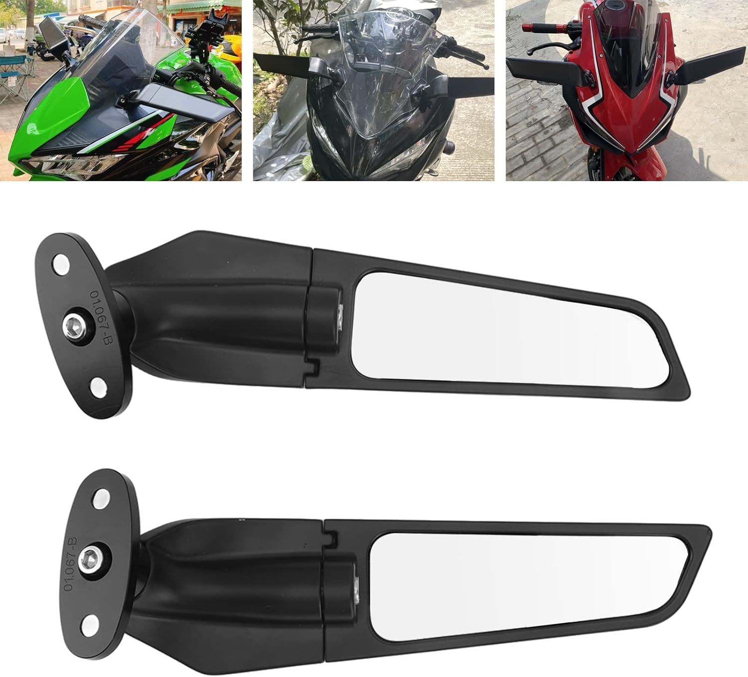 Motorcycle Rearview Mirror, Adjustable Rotating Wind Wing Mirror for CBR500R CBR650R/F CBR250RR CBR600RR, Wide Field of View, Superior Material image number 6