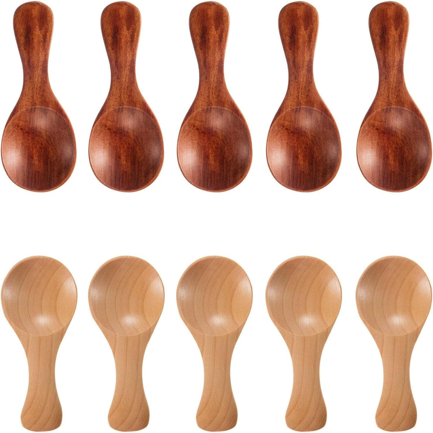 10 Pieces Small Wooden Spoons, Mini Condiments Sugar Seasoning Salt Honey Teaspoon Coffee Tea Mustard Ice Cream Wood Spoons (Brown) image number 2